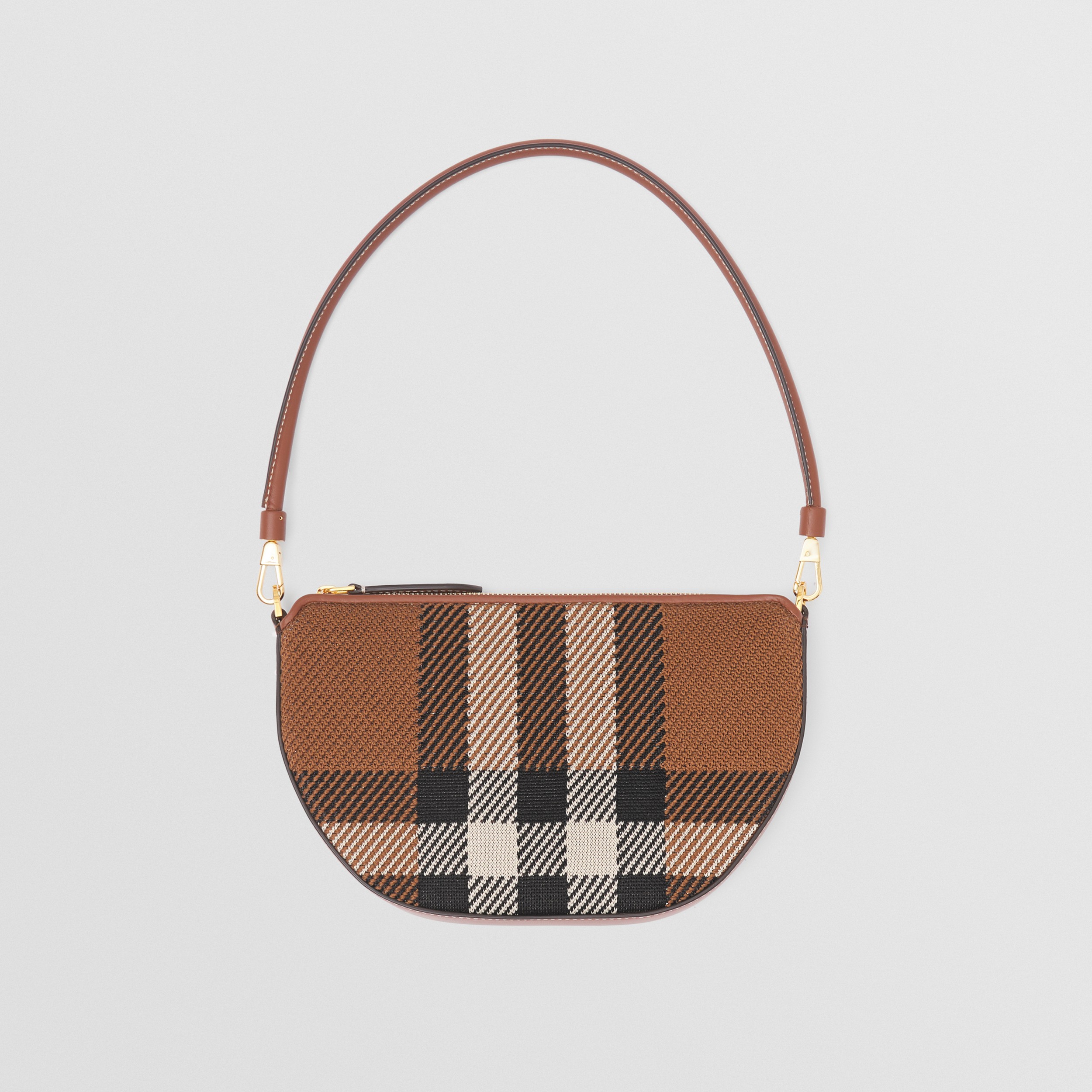 Knitted Check Olympia Pouch in Birch Brown - Women | Burberry® Official - 1