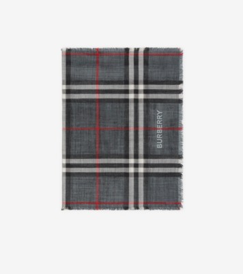 Grey Check reversible wool shawl, Burberry