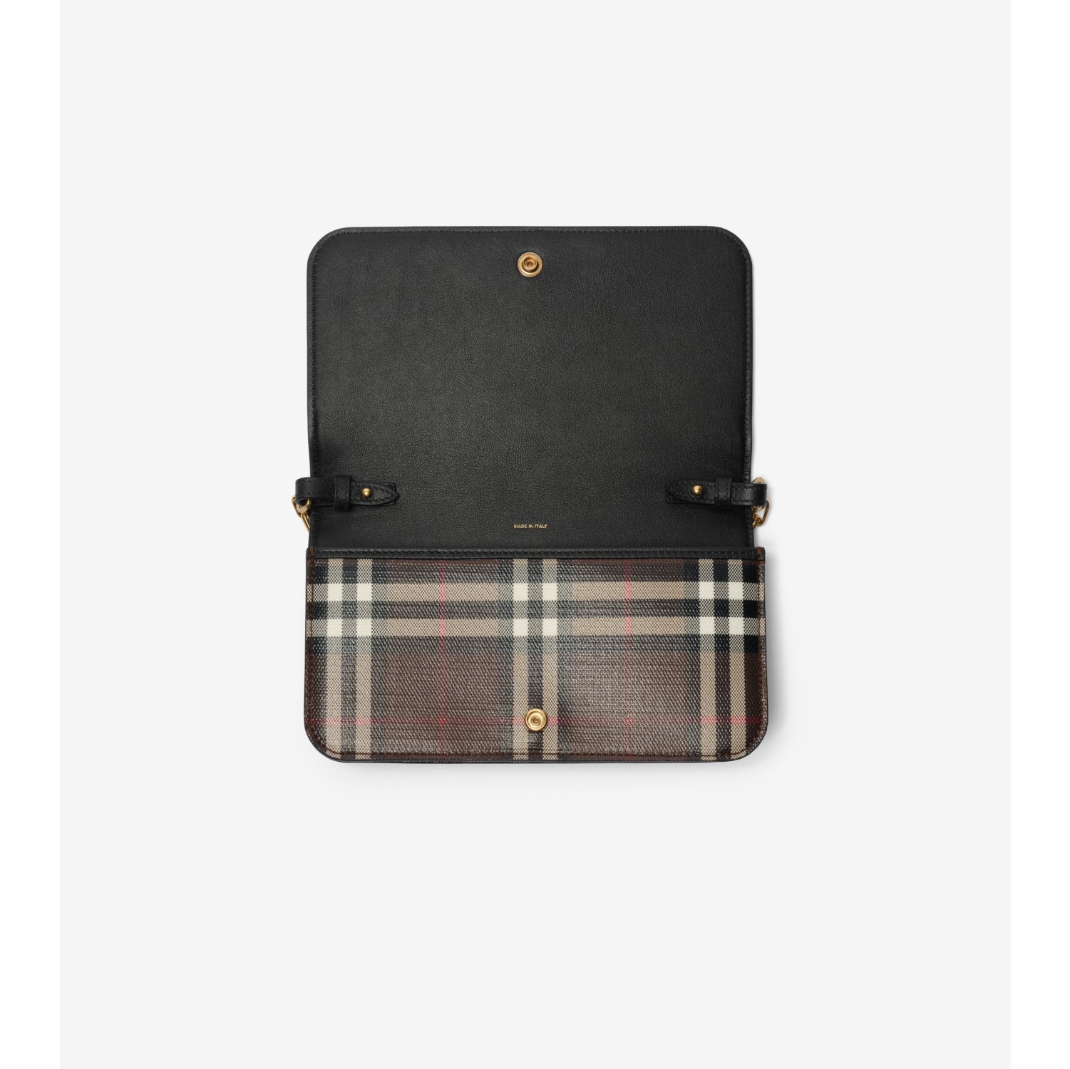Check Chain Strap Wallet in Chocolate brown - Women | Burberry