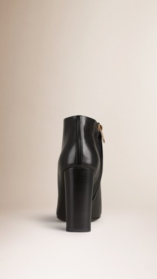 vintage check and leather ankle boots