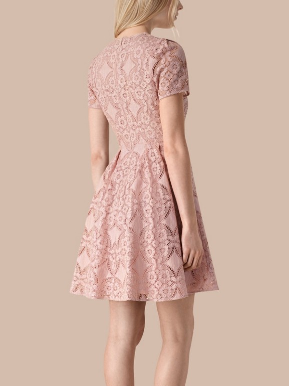 English Lace A-line Dress in Thistle Pink - Women | Burberry