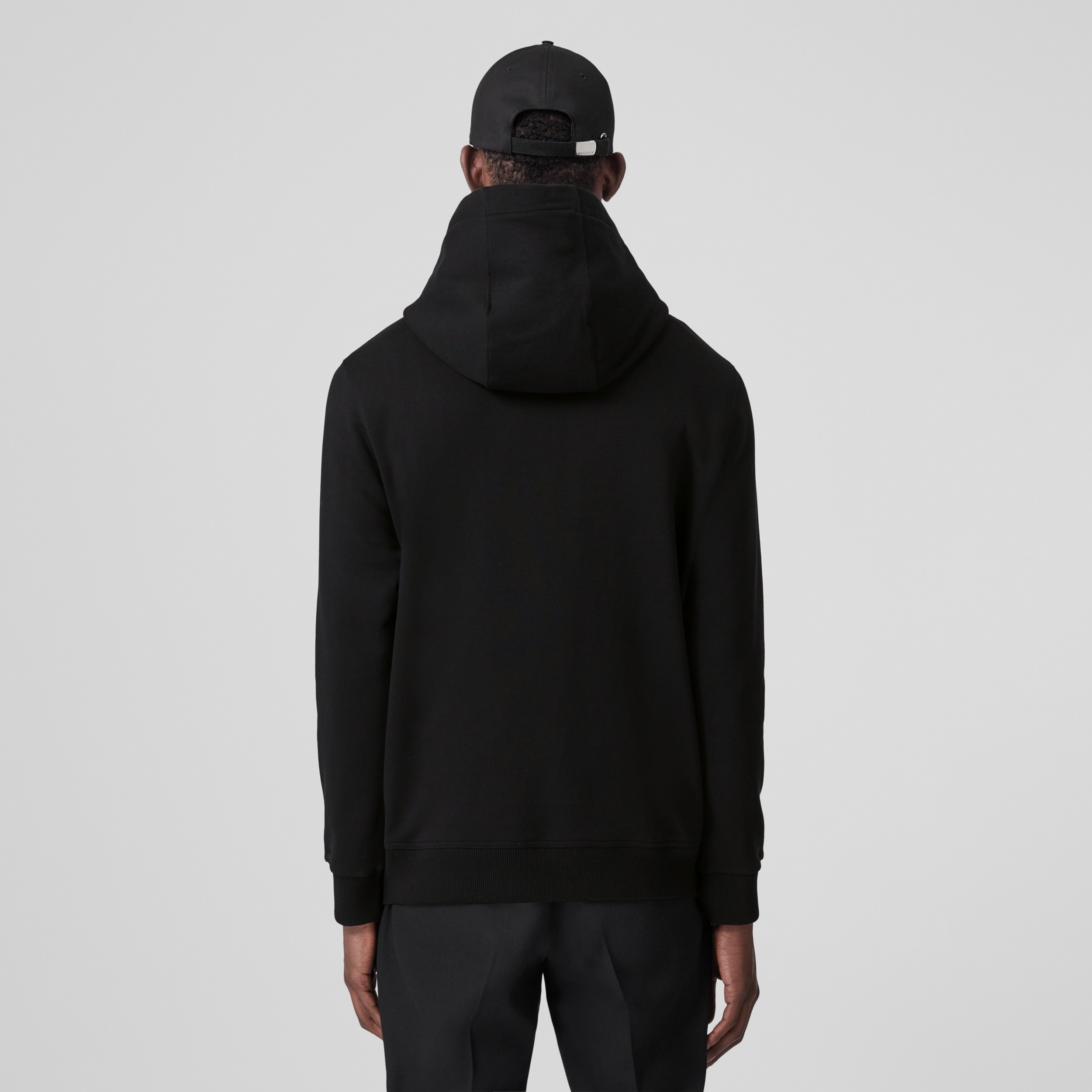 Sudadera en algodón con capucha y aplique de etiqueta (Negro) - Hombre | Burberry® oficial - 3