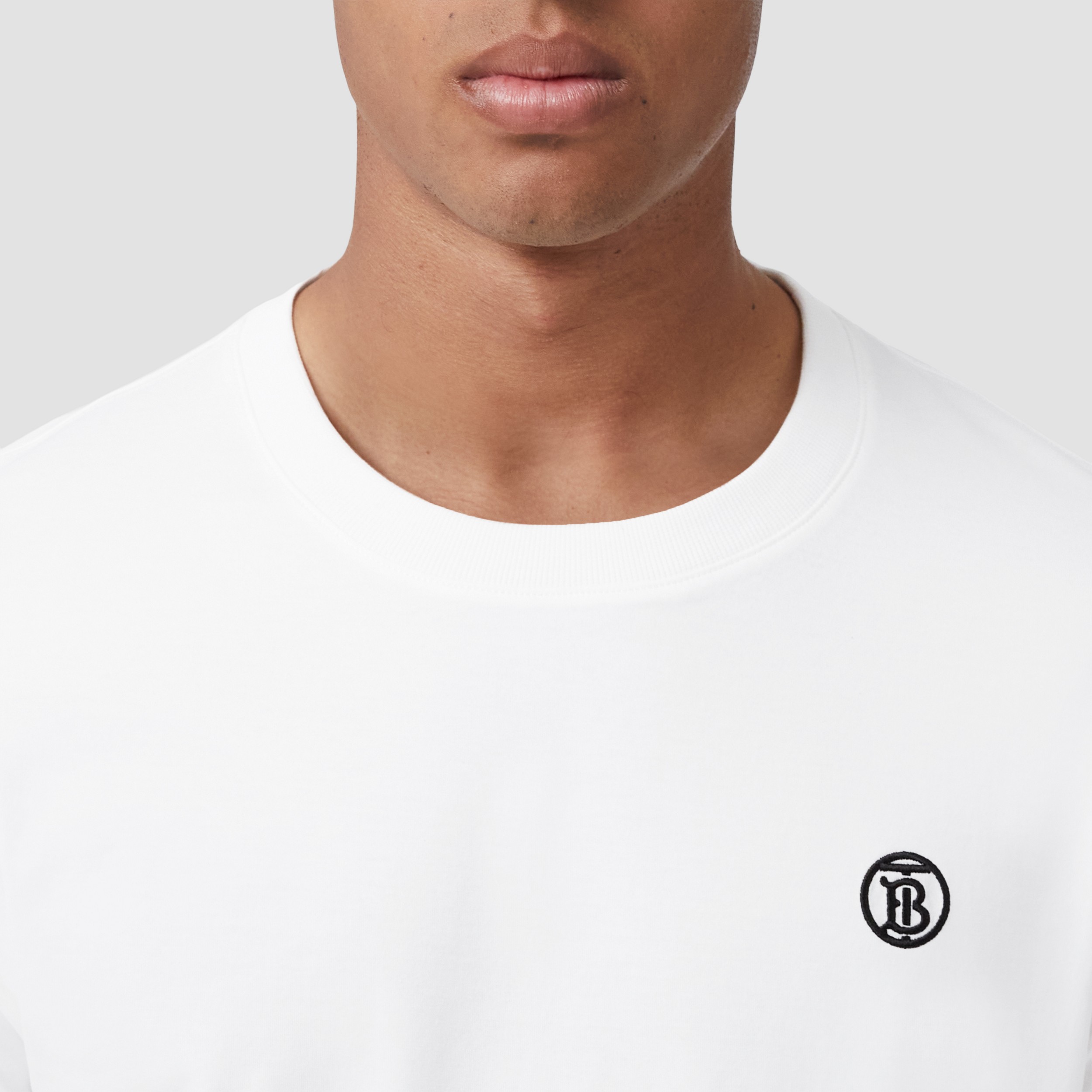 모노그램 모티프 코튼 티셔츠 (화이트) - 남성 | Burberry® - 2