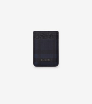 新品！BURBERRY ケース ブラック/ネイビー ロンドンチェック シティチェック マグネティック カードケース (ネイビー) - メンズ
