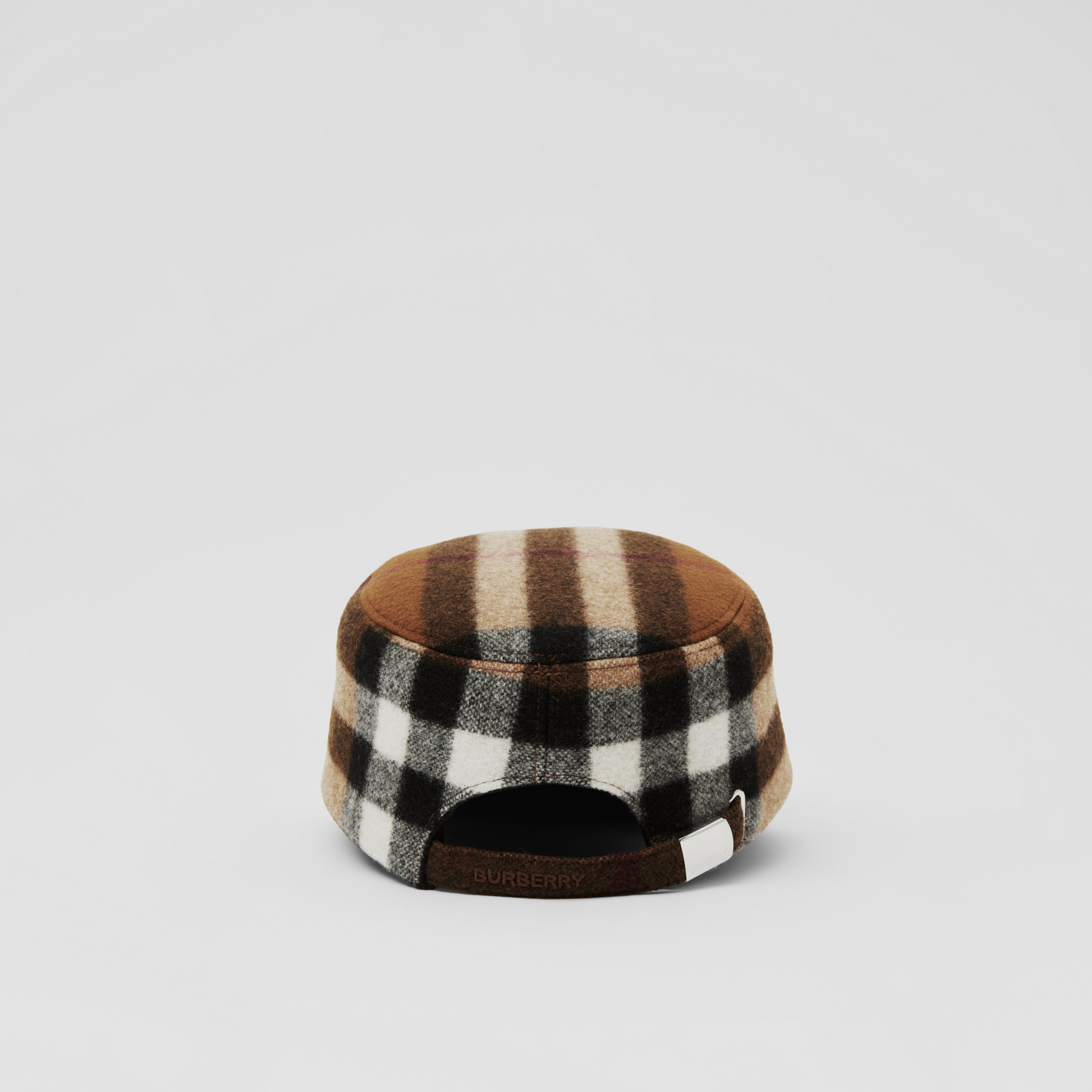 Check Technical Wool Cap in Dark Birch Brown | Burberry® Official - 3