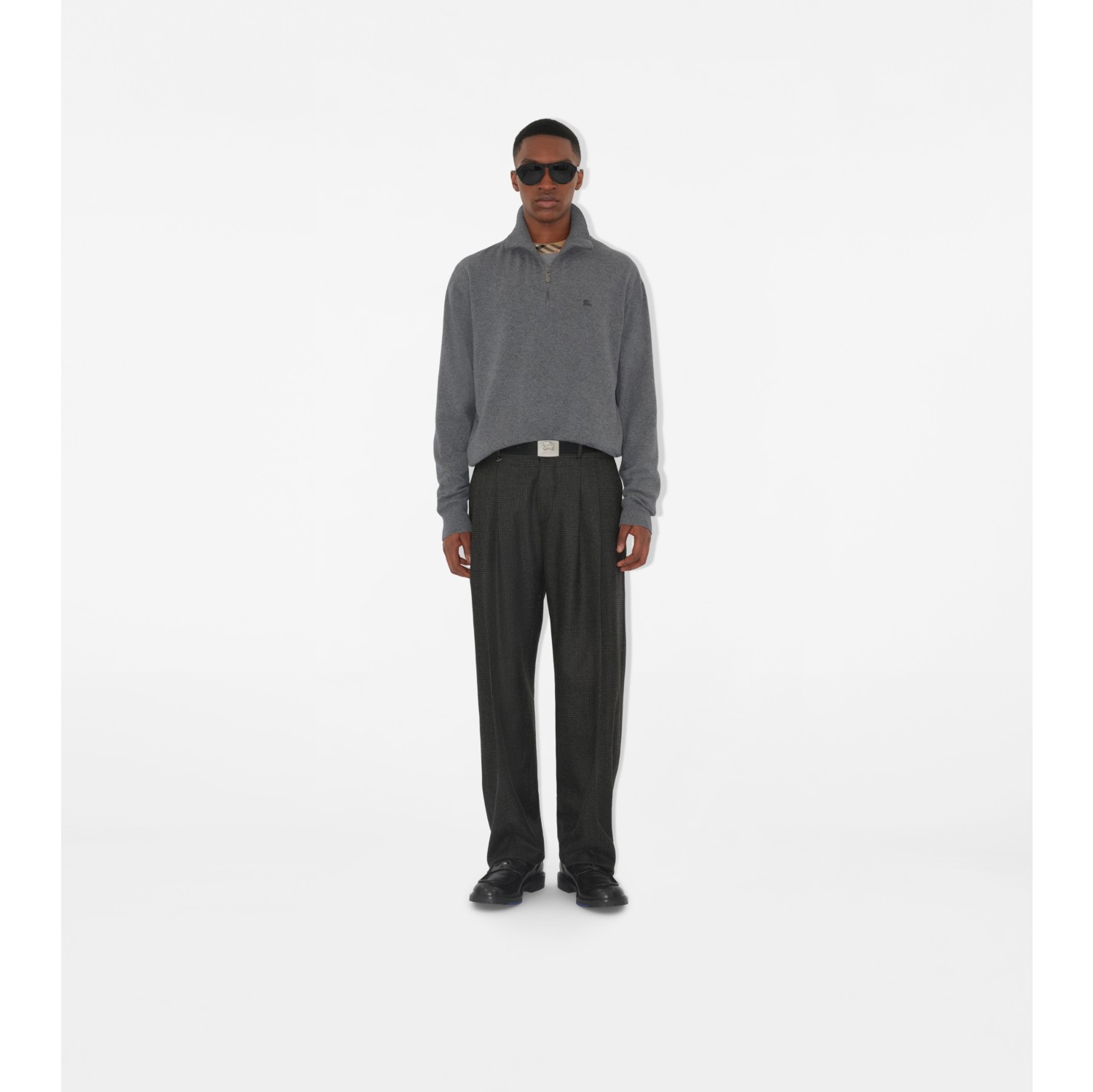 Pull semi-zippé en cachemire mélangé