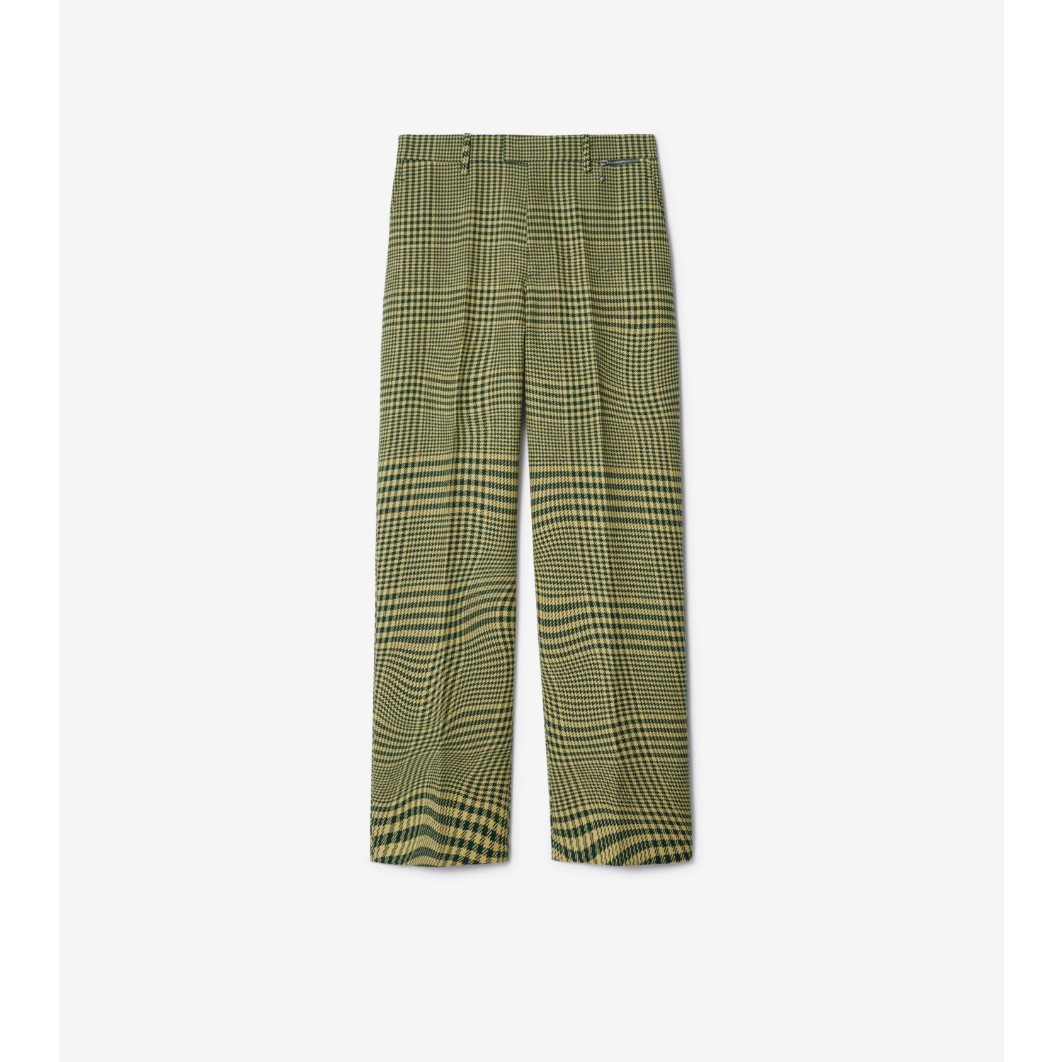 Warped Houndstooth Wool Trousers in Ivy Men Burberry Official