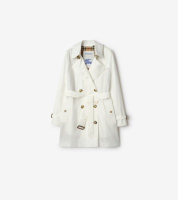Short Tropical Gabardine Kensington Trench Coat in Cotton white - Women | Burberry® Official