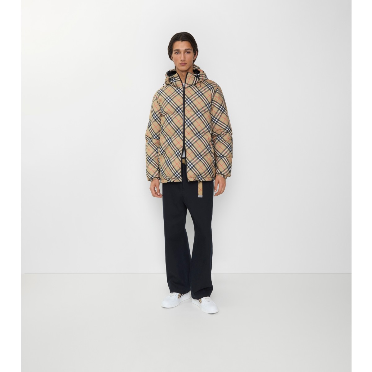  Check Reversible Hooded Puffer Jacket