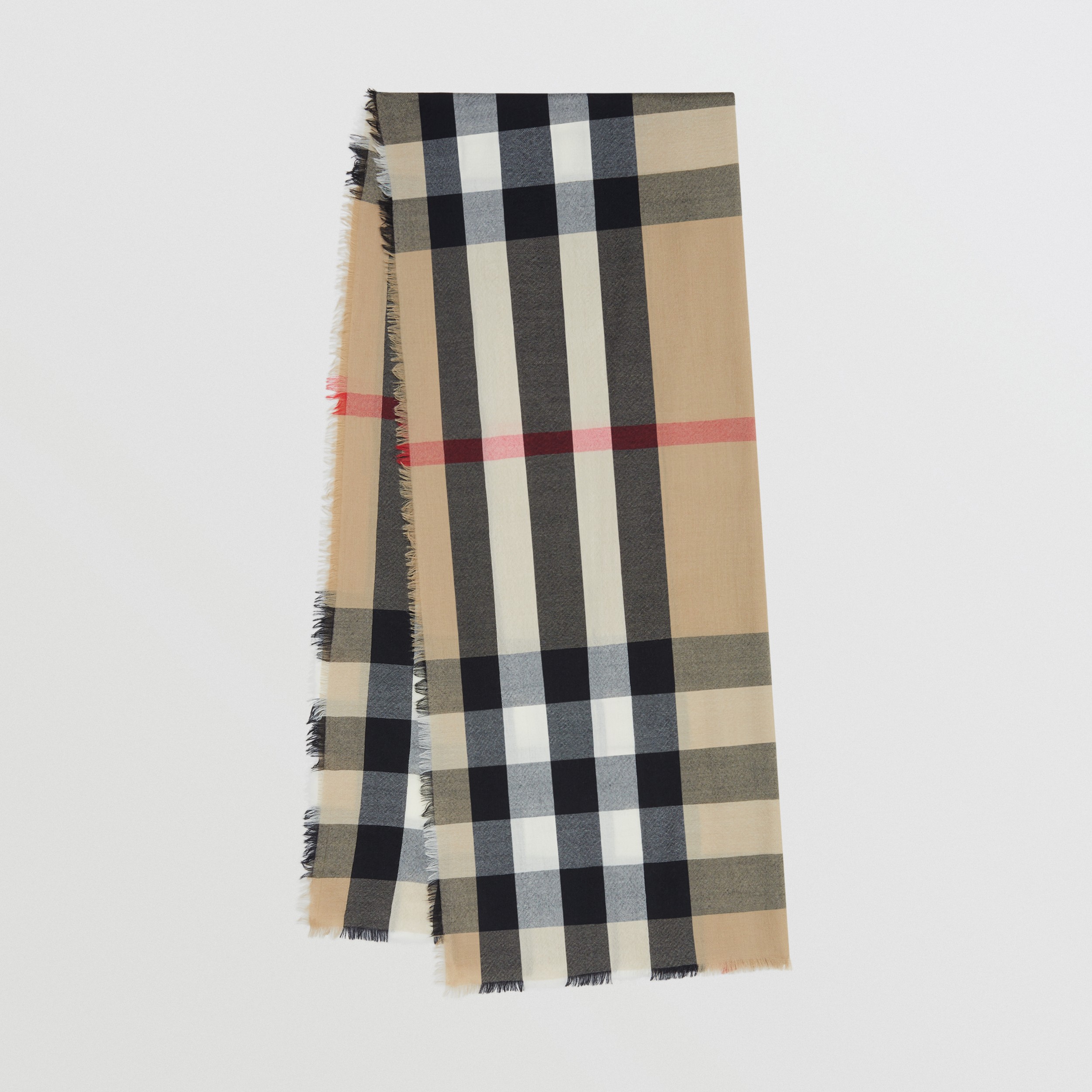轻盈格纹羊绒围巾 (典藏米色) | Burberry® 博柏利官网 - 1