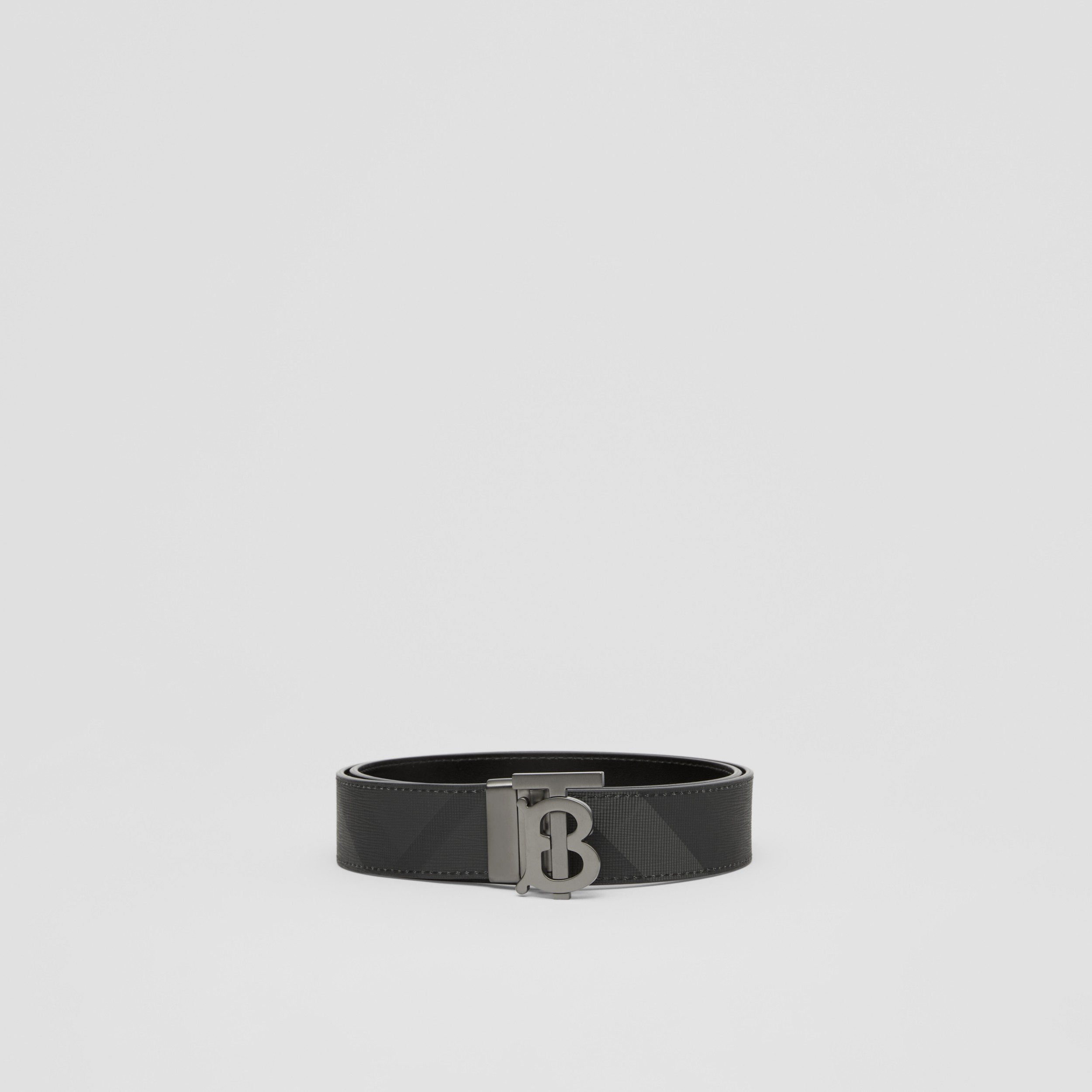 체크 레더 리버시블 TB 벨트 (차콜/그라파이트) 남성 Burberry®