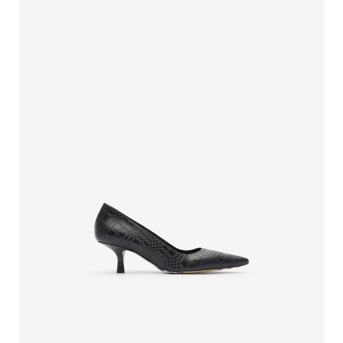  Check Leather Dame Low Pumps