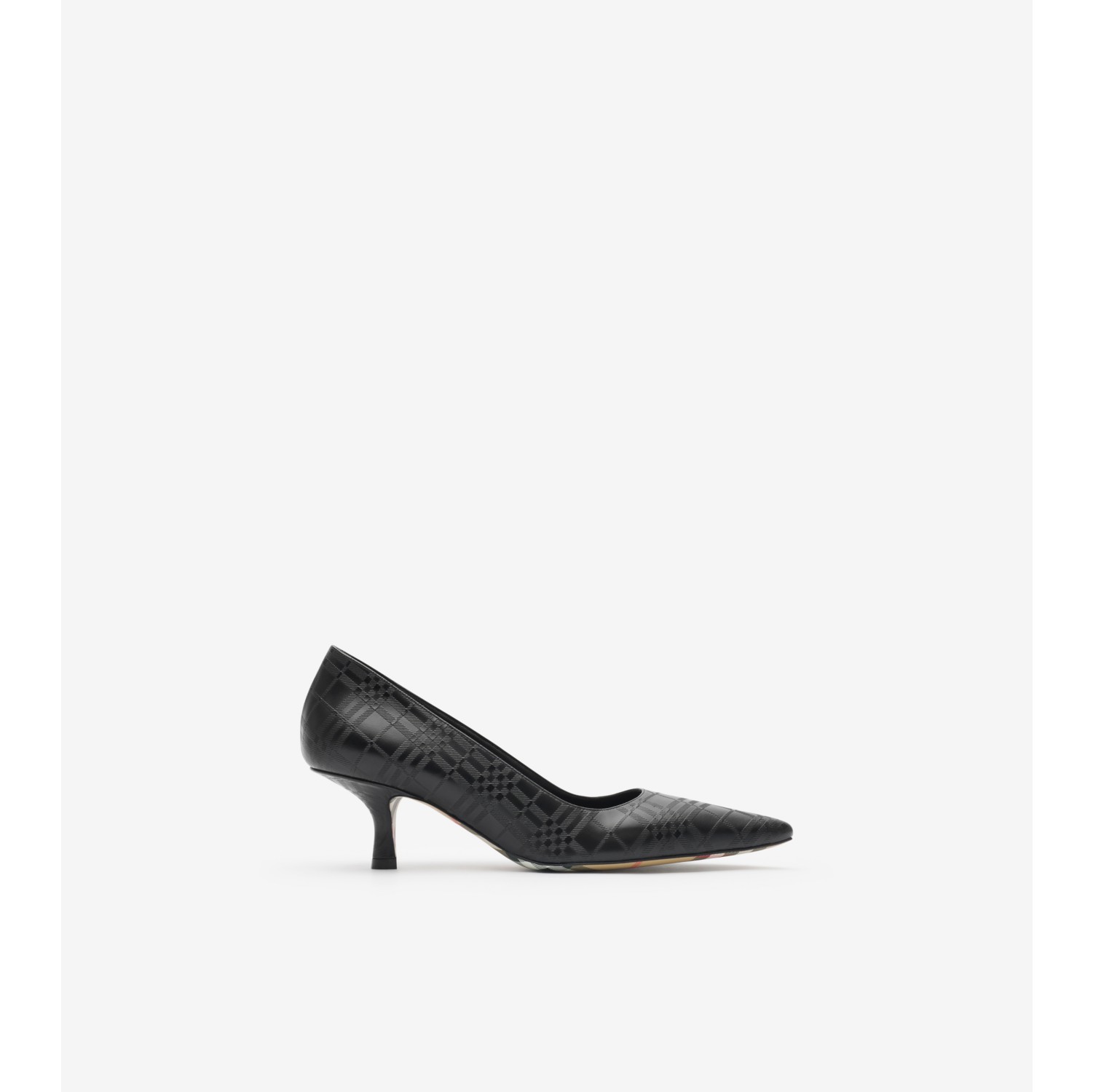 Check Leather Dame Low Pumps