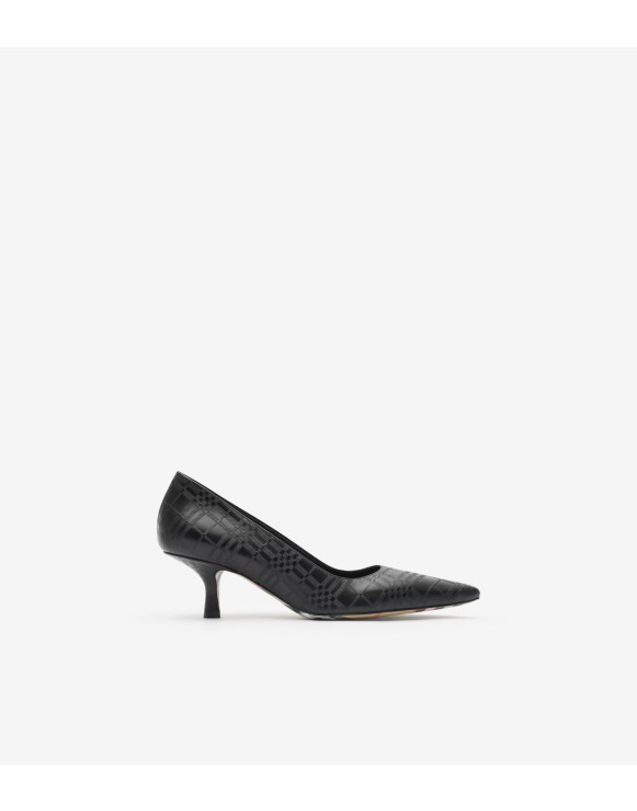Check Leather Dame Low Pumps