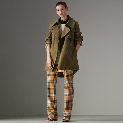 Exaggerated collar cotton gabardine trench sales coat