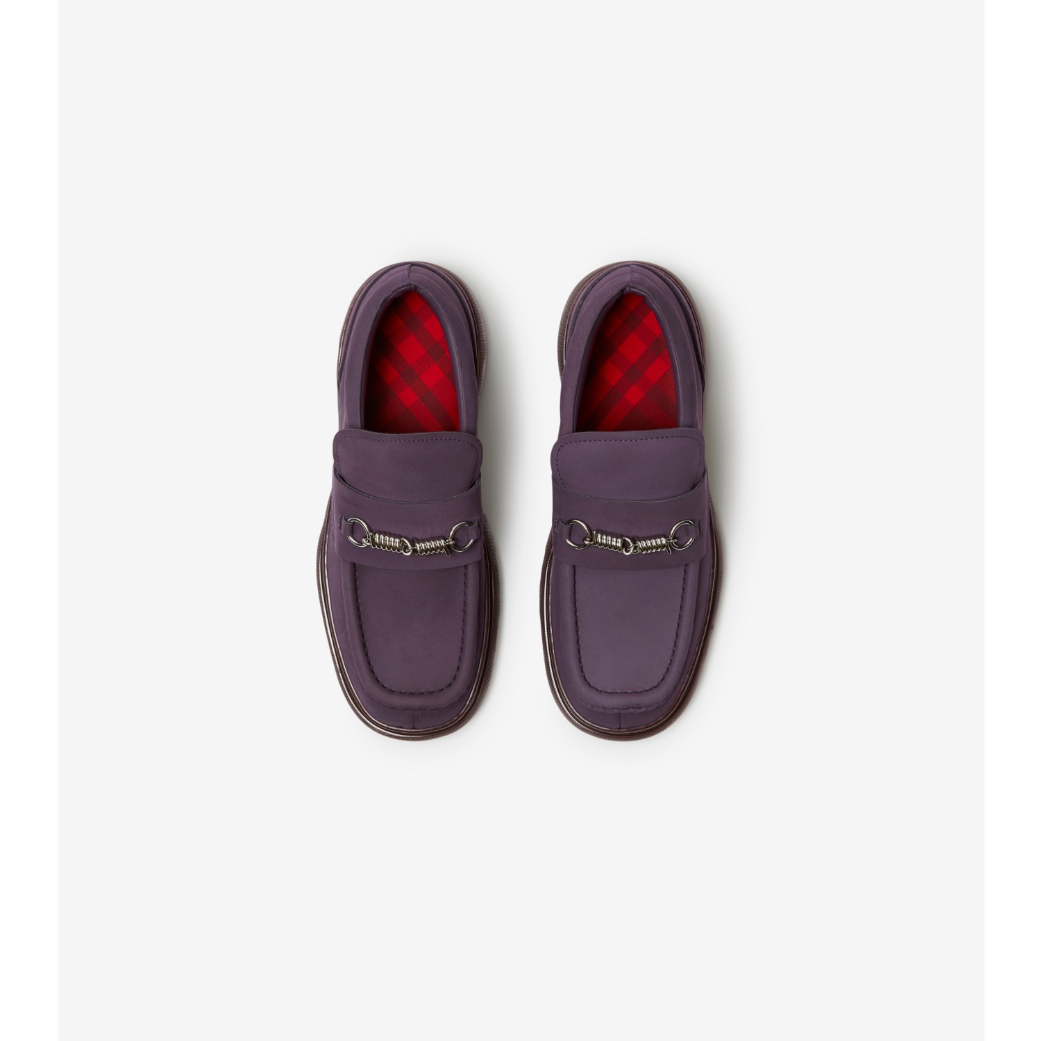 Nubuck Creeper Clamp Loafers in Aubergine Men Burberry® Official