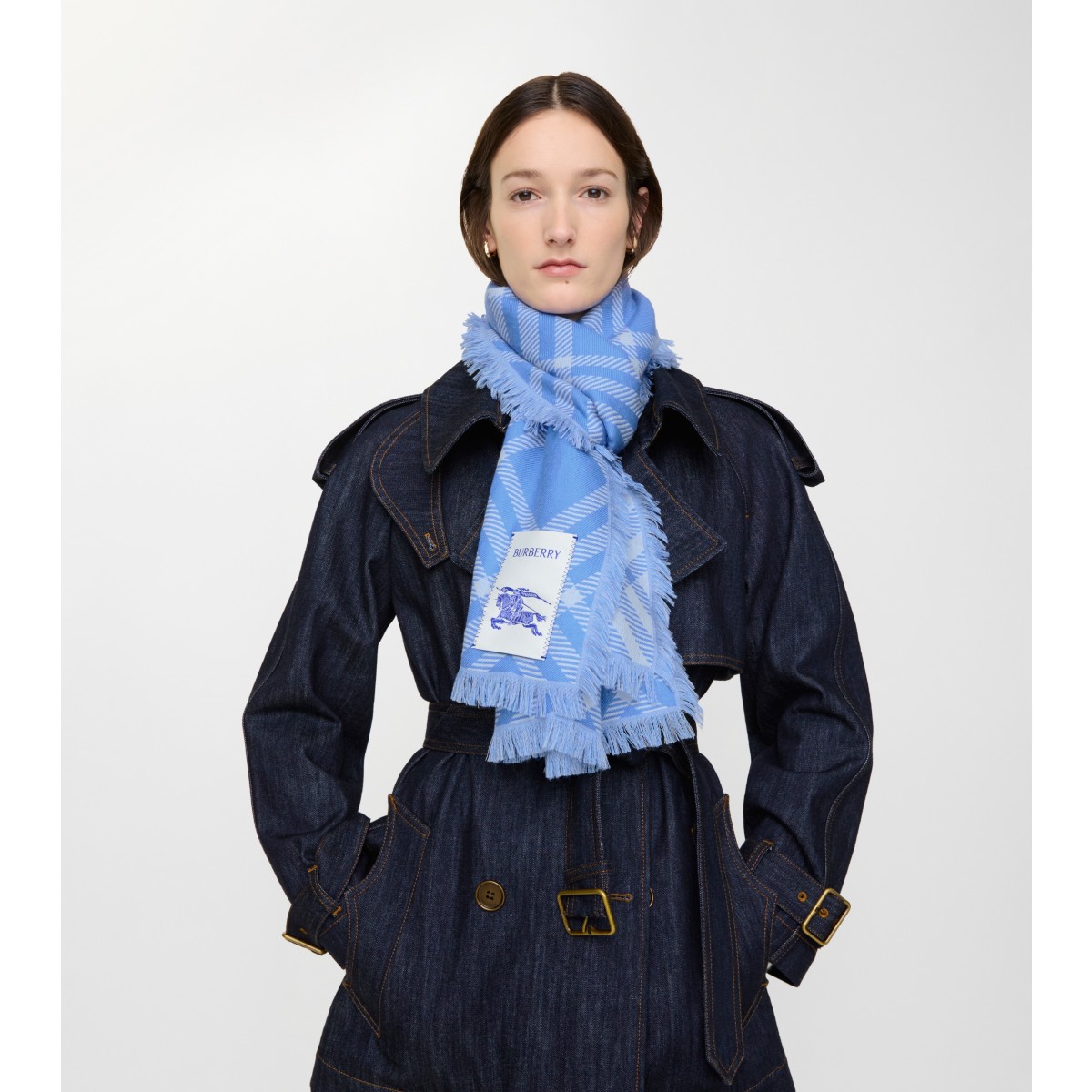  Check Wide Wool Silk Scarf