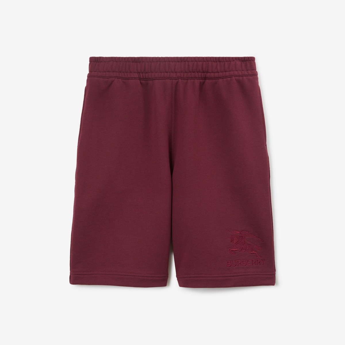 Burberry Ekd Motif Cotton Shorts In Deep Crimson