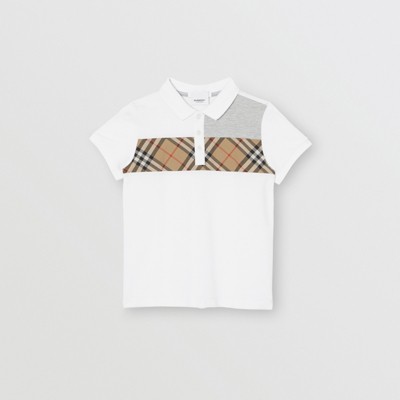 Vintage Check Panel Cotton Polo Shirt 