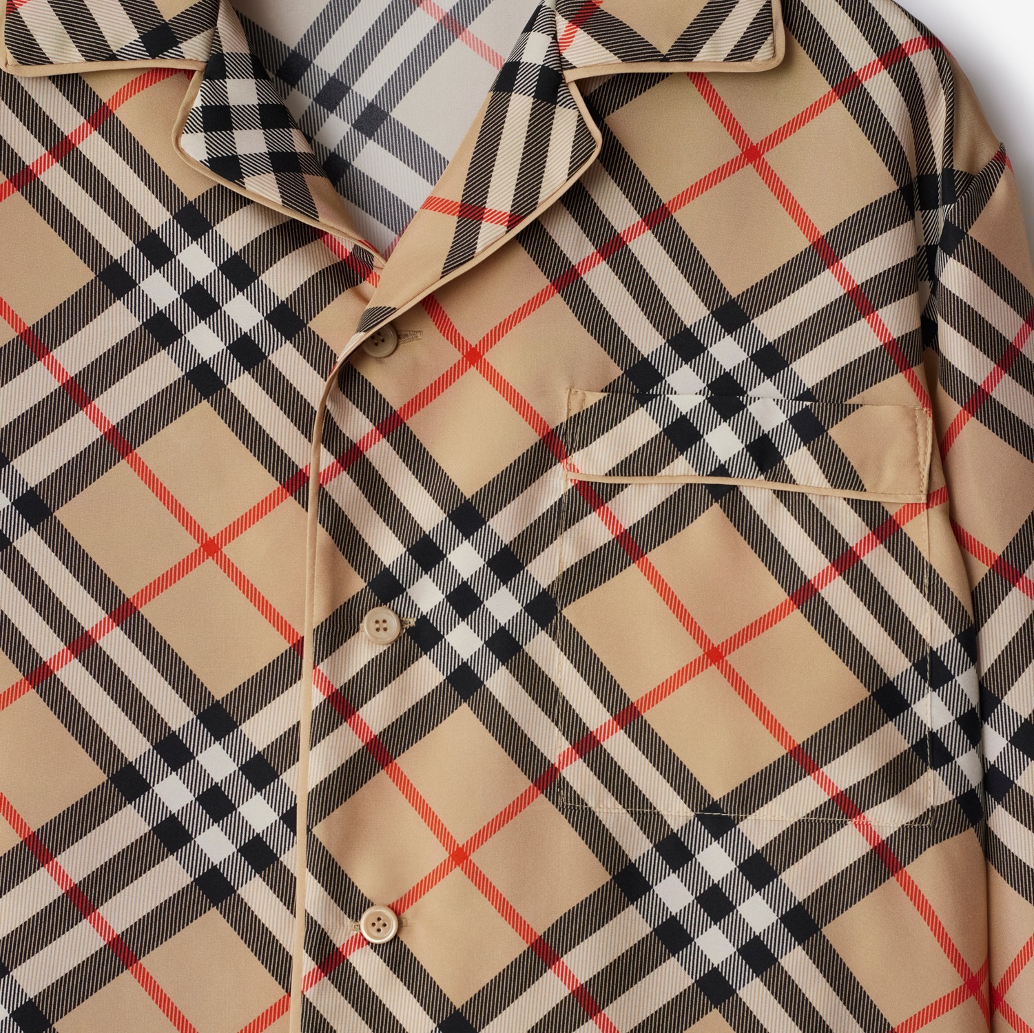 Check Silk Pyjama Shirt in Sand - Women | Burberry® Official Check Silk Pyjama Shirt in Sand - Women | Burberry® Official