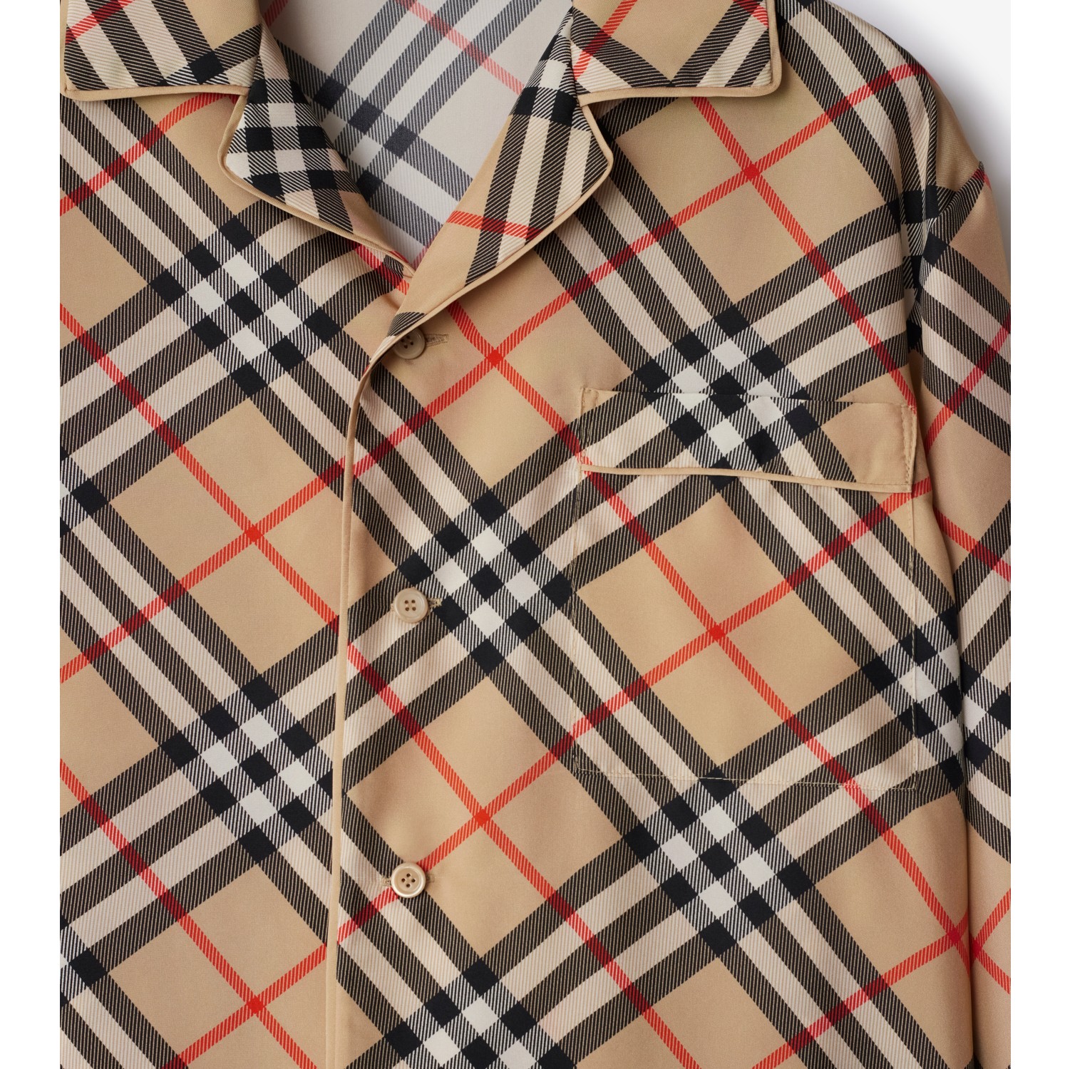 Camicia stile pigiama in seta Check Sabbia Donna Sito ufficiale Burberry