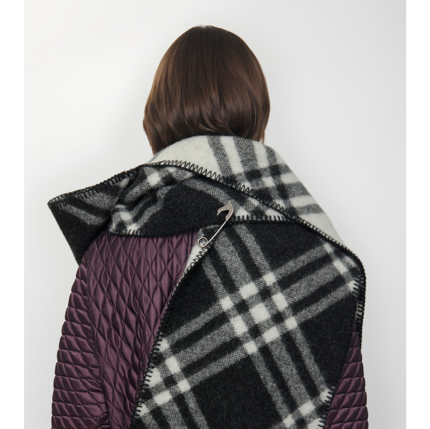Check Wool Hooded Scarf