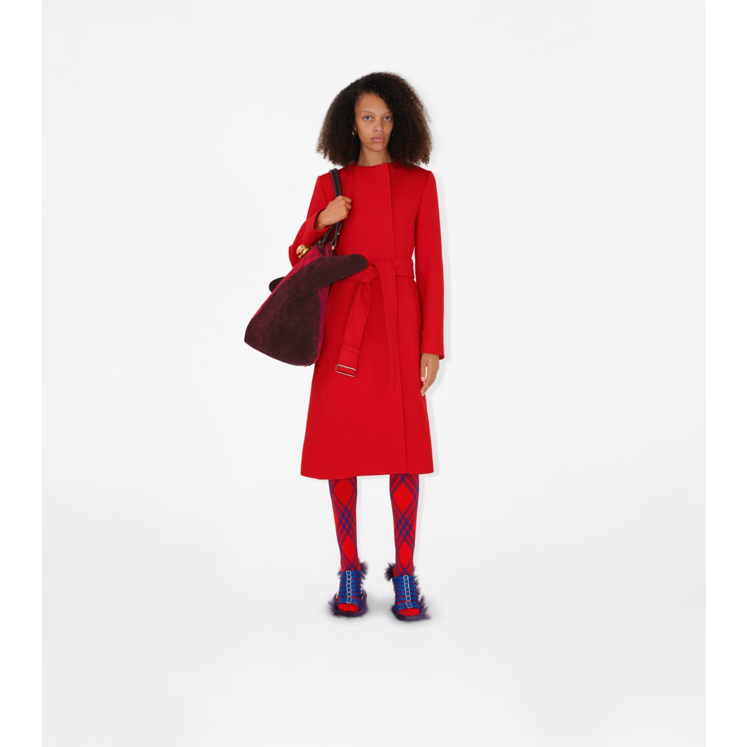 Burberry red best sale coat wool