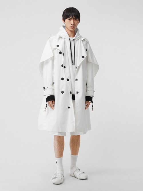 BURBERRY Cape Detail Technical Faille Reconstructed Trench Coat