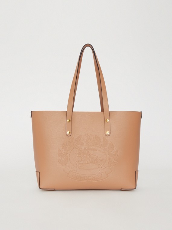 Women S Handbags Purses Burberry United States Small Embossed Crest Leather Tote In Light Camel