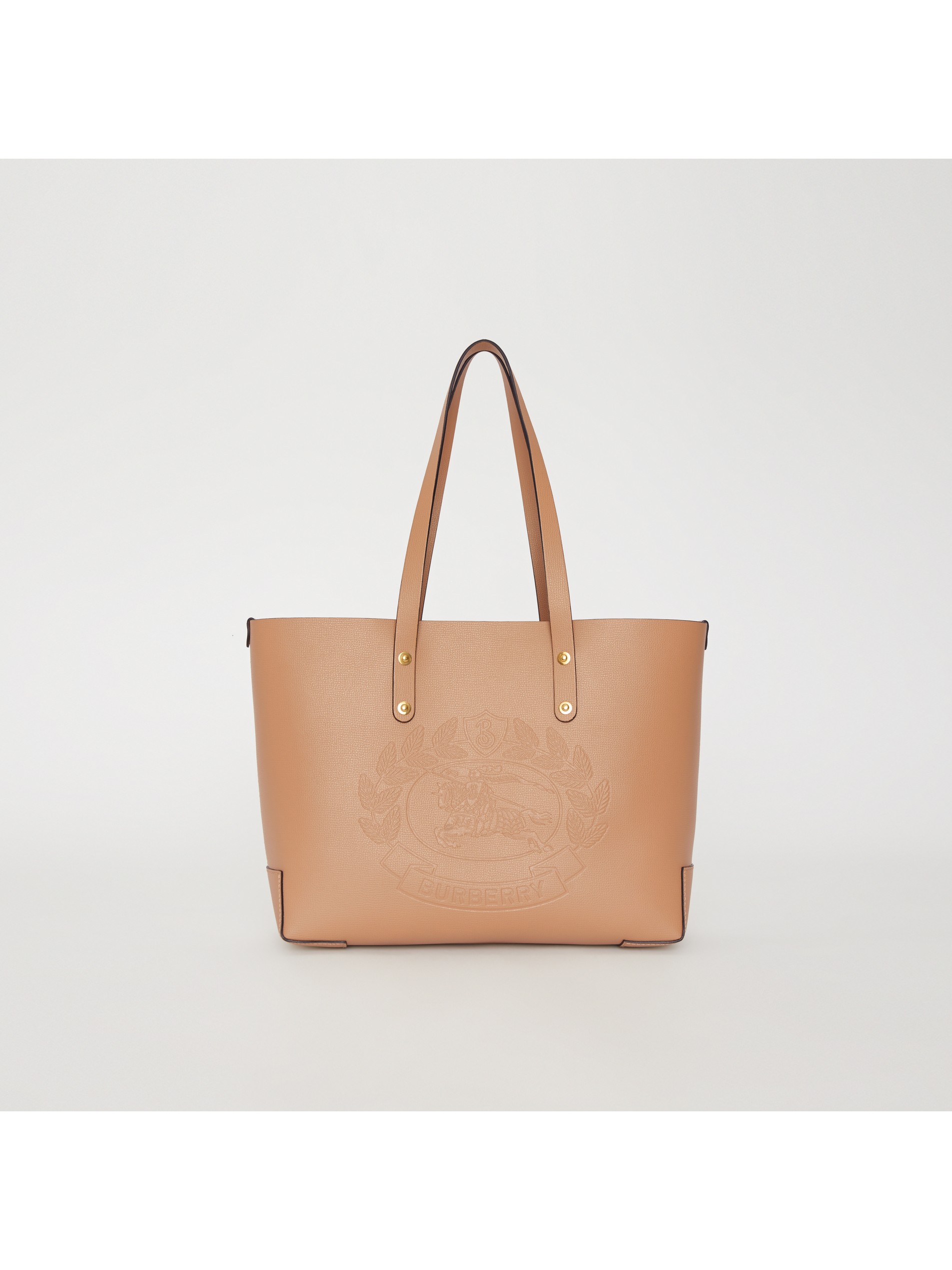 light camel small embossed crest leather tote image01