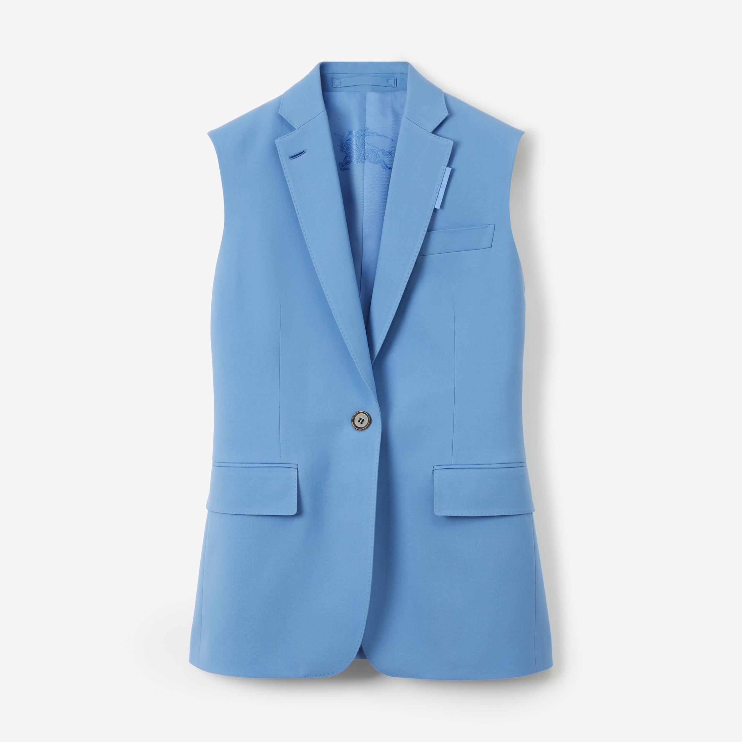 Sleeveless Wool Tailored Jacket in Cool Cornflower Blue - Women | Burberry® Official - 1
