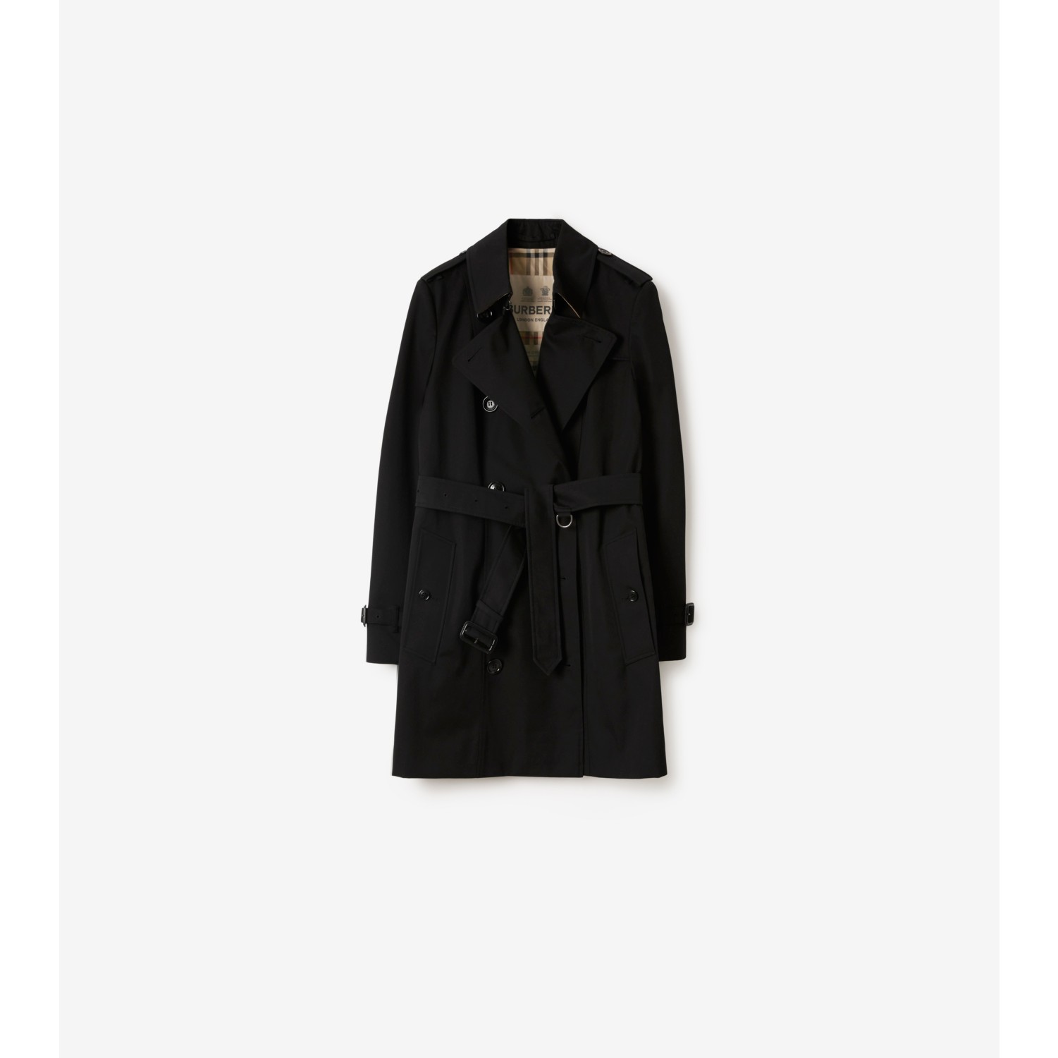 Short Chelsea Heritage Trench Coat in Black - Women, Cotton Gabardine |  Burberry® Official
