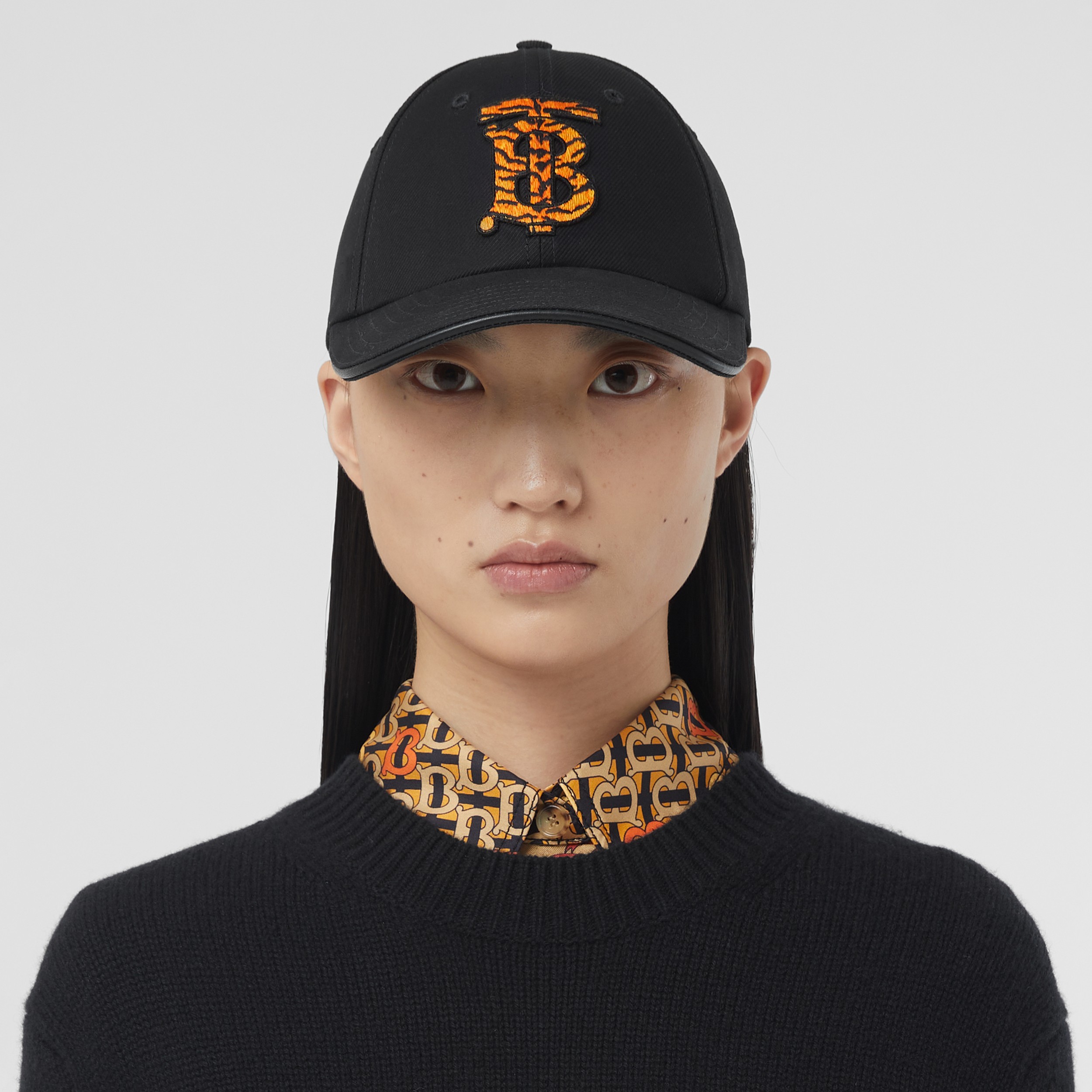 Monogram Motif Cotton Baseball Cap in Black | Burberry® Official - 3