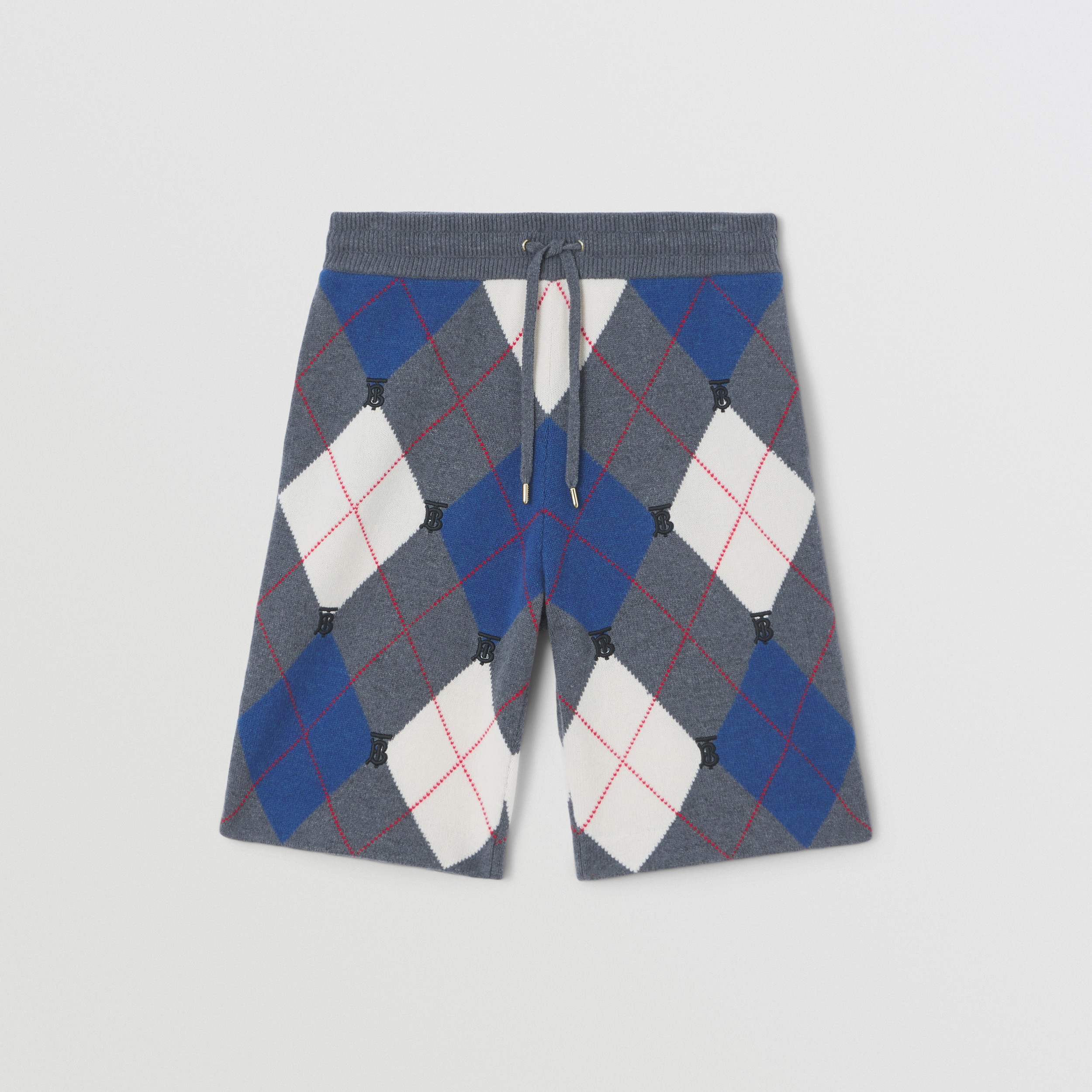 Monogram Motif Argyle Intarsia Wool Cashmere Shorts in Ash Grey - Men | Burberry® Official - 4