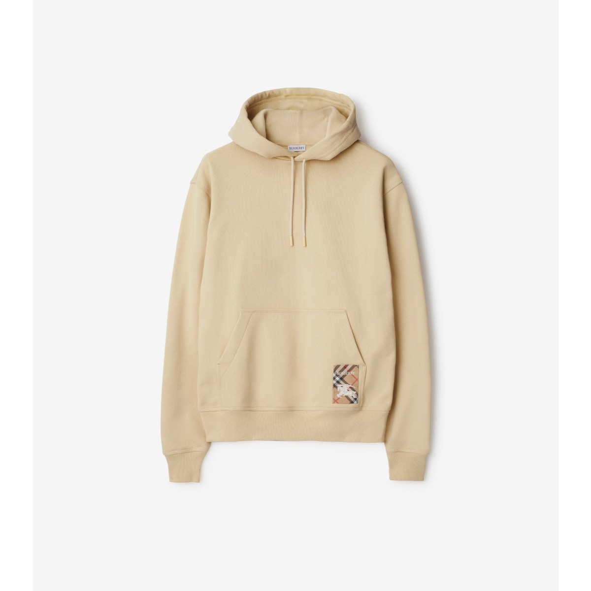 Burberry Check Label Hoodie In Nutmeg