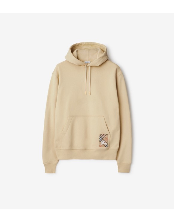 Check Label Cotton Hoodie