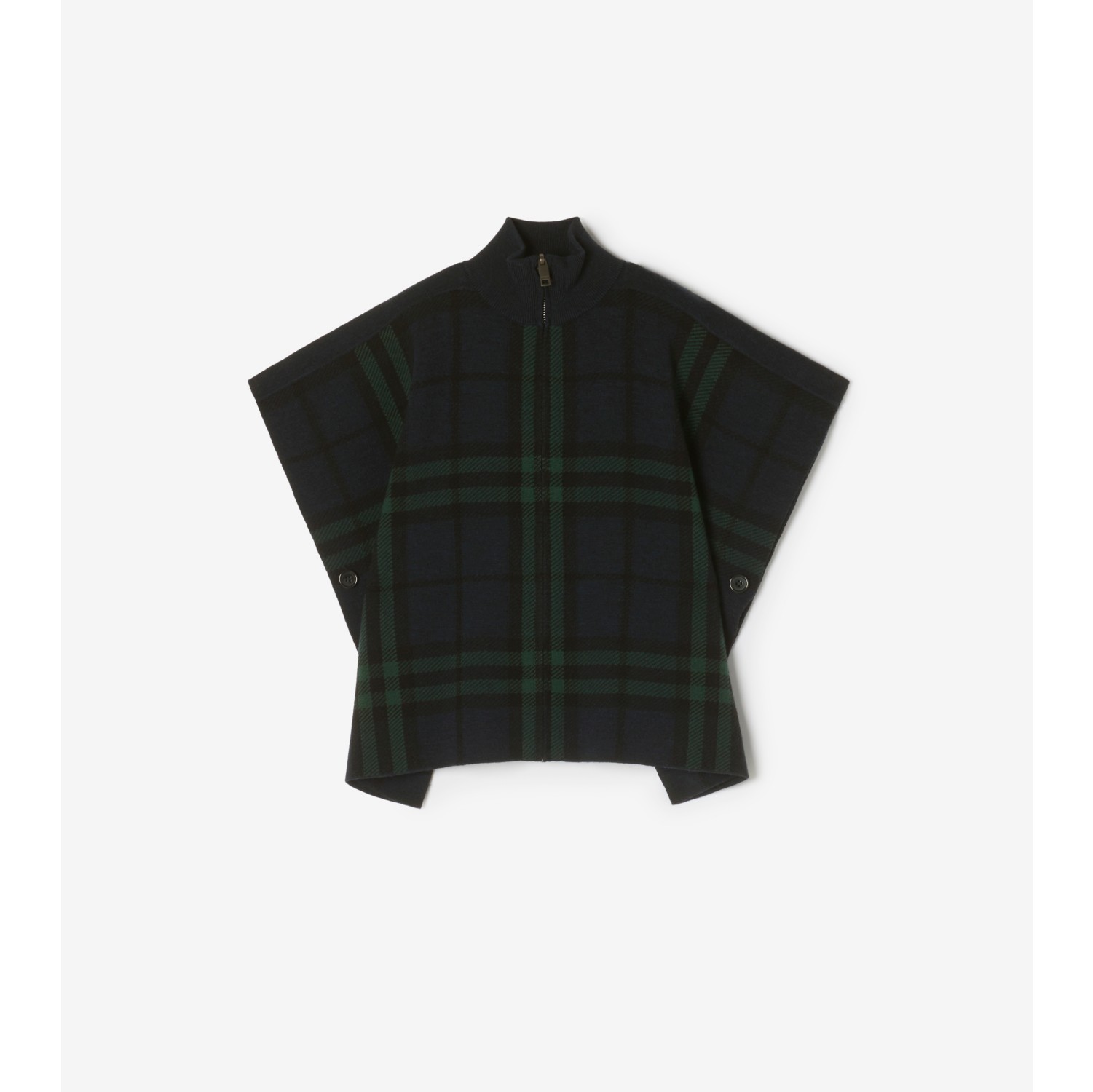 Reversible Check Wool Cape