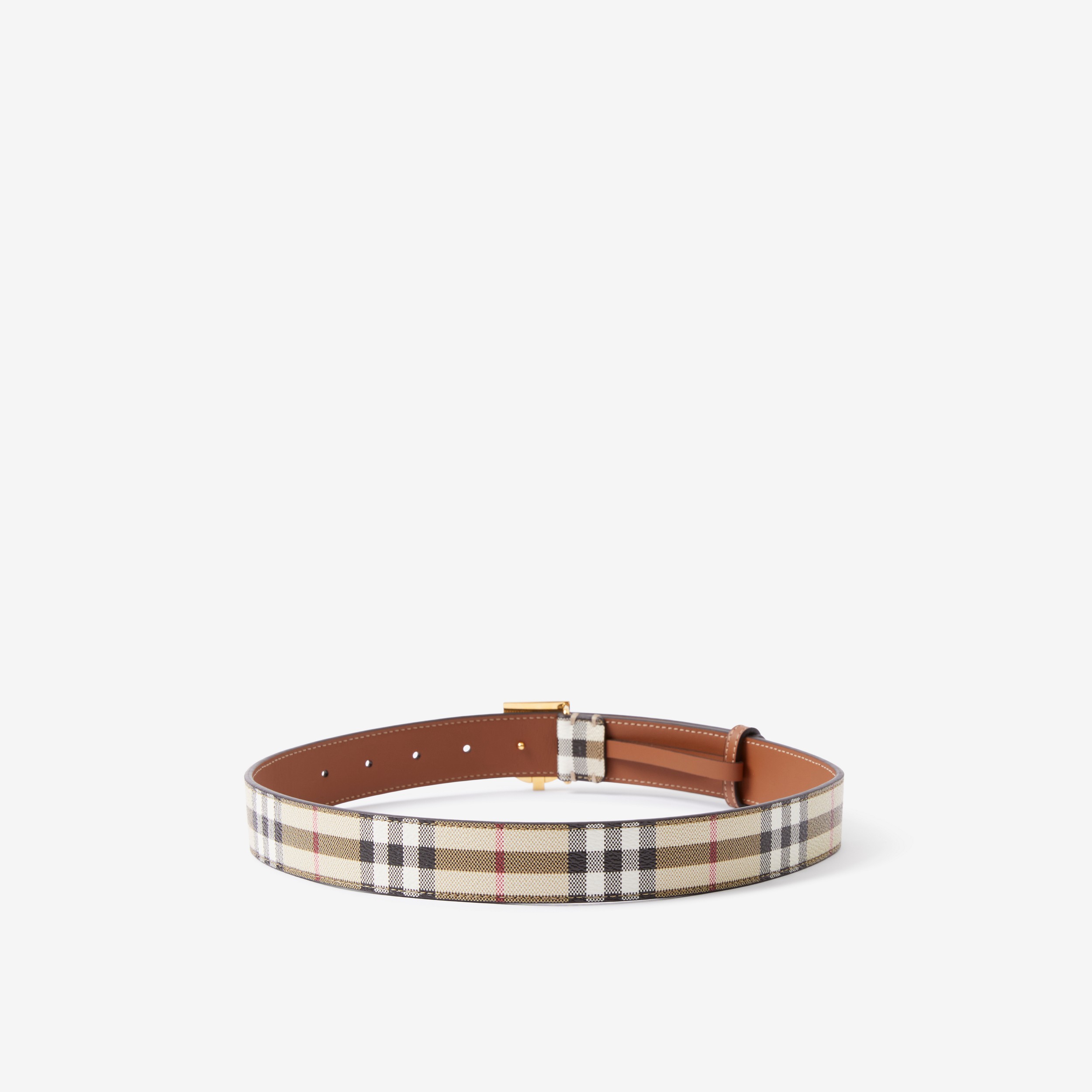 Check and Leather TB Belt in Archive Beige/briar Brown - Women | Burberry® Official - 2