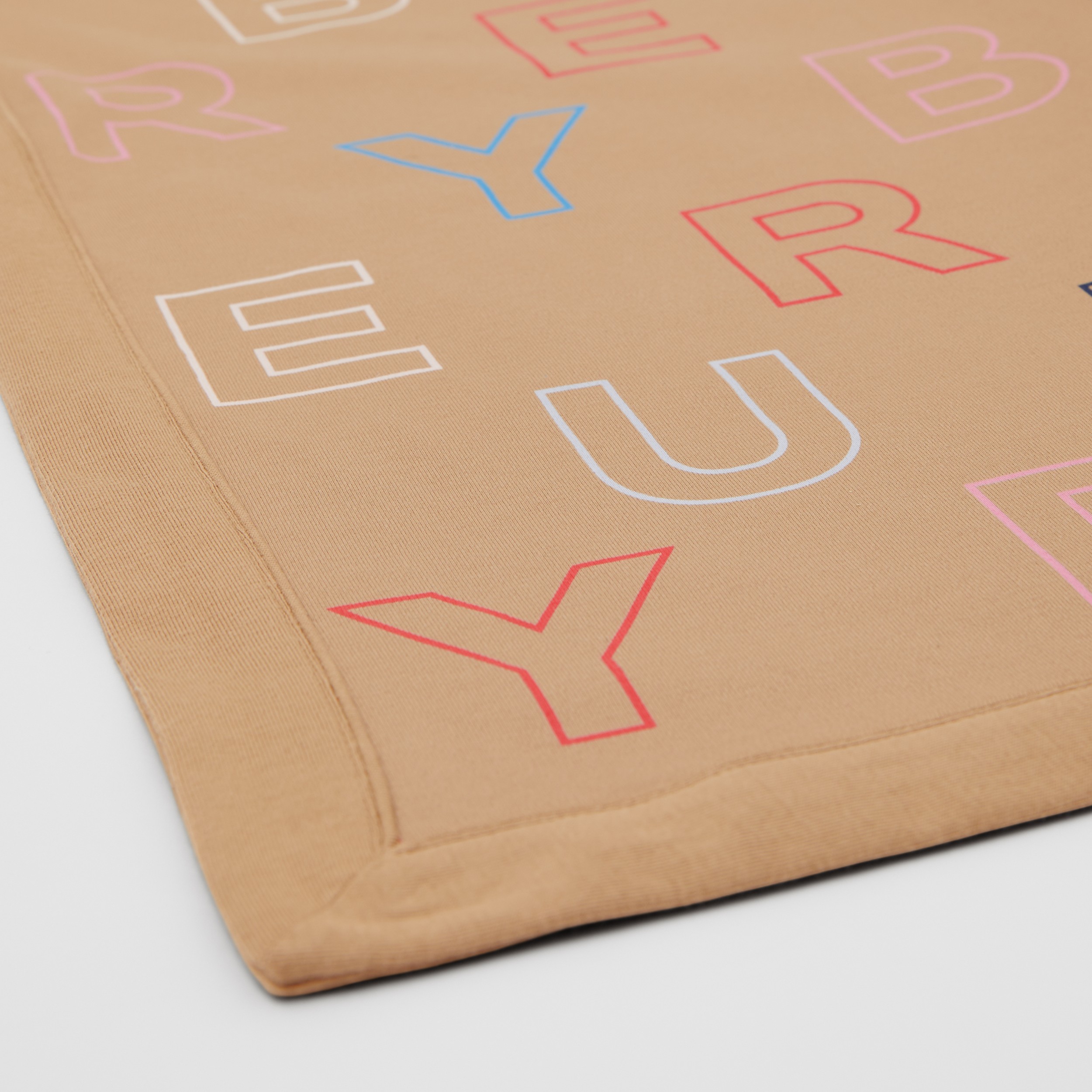 Logo Print Stretch Cotton Baby Blanket – Online Exclusive in Archive Beige - Children | Burberry® Official - 2