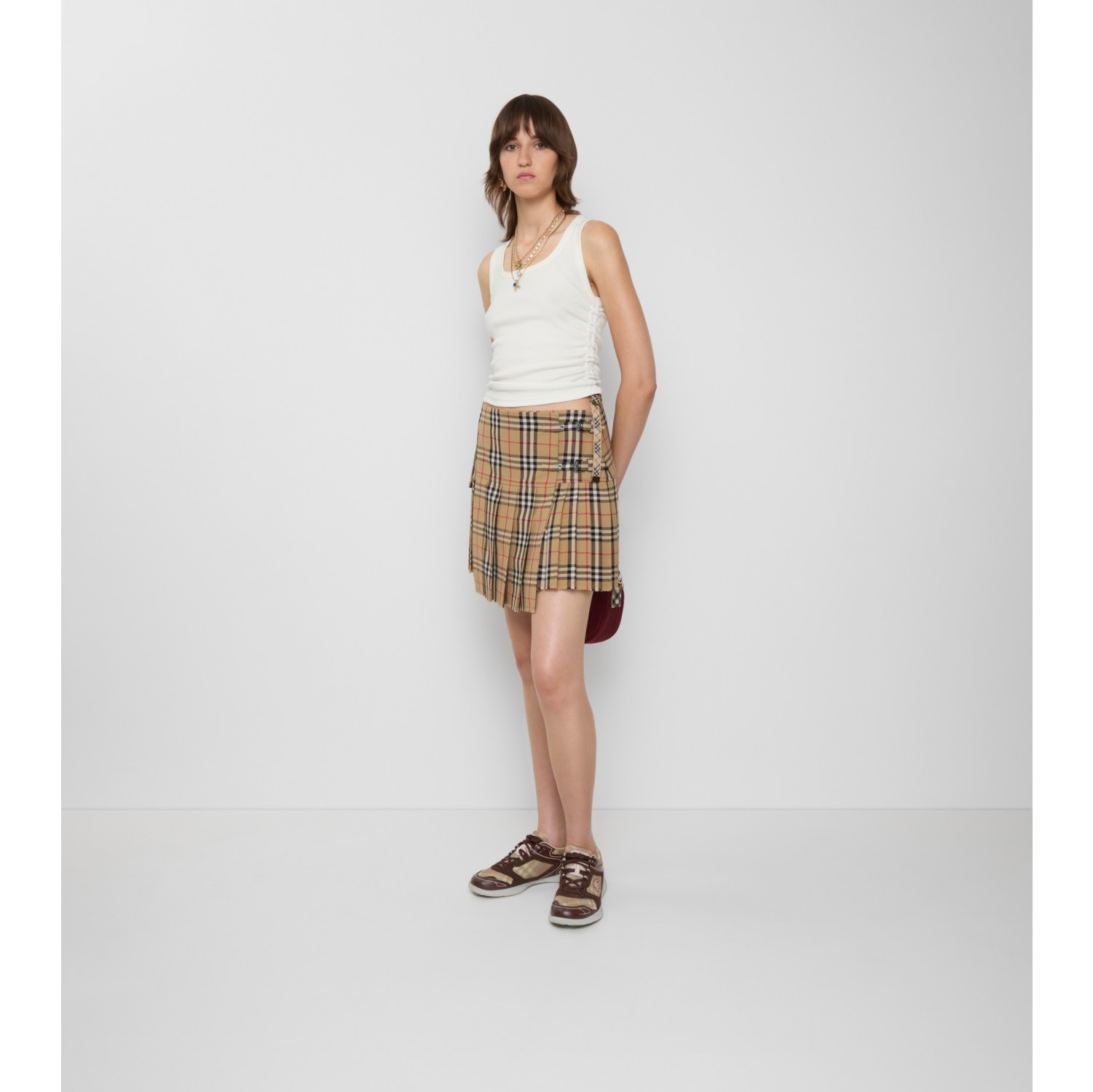 Pleated Check Wool Mini Kilt