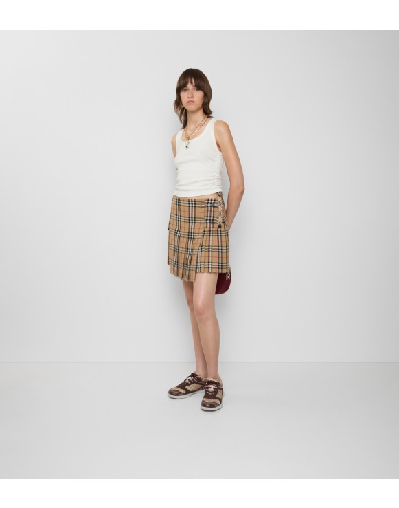 Mini kilt plissé en laine Check