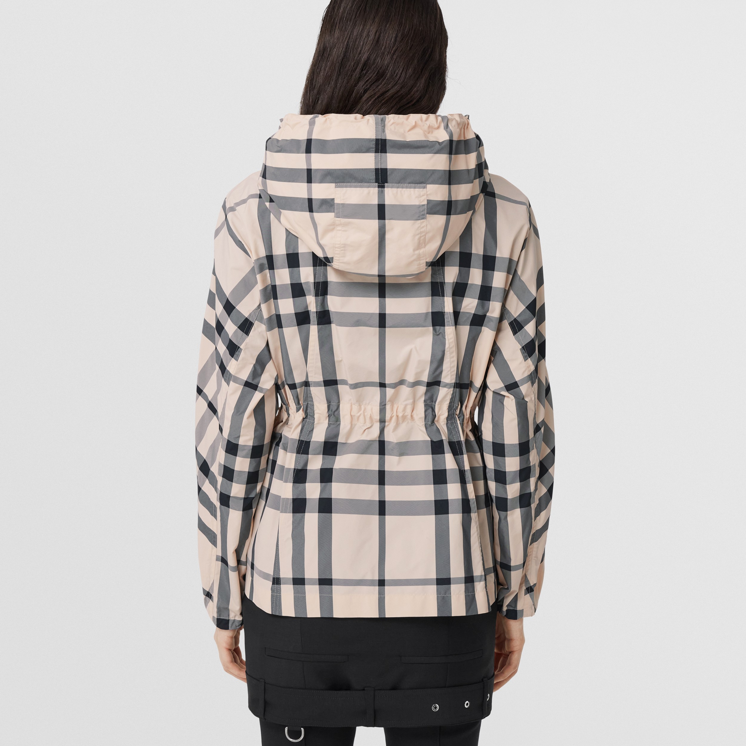 Monogram Motif Check Nylon Hooded Jacket in Buttermilk Beige - Women | Burberry® Official - 3