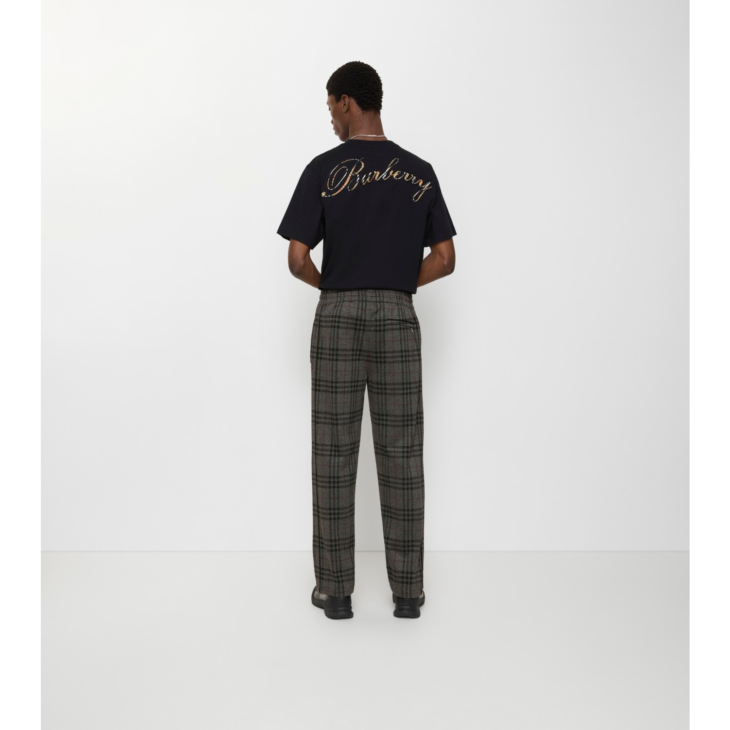 Check Track Pants in Ash grey/black - Men | Burberry® Official
