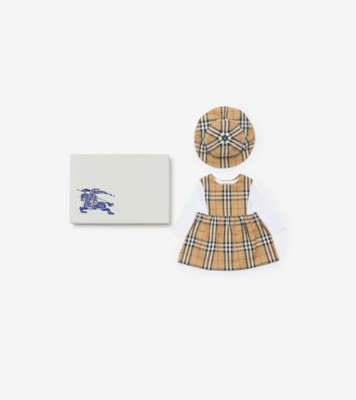 新品　未使用　BURBERRYチェックトリムコットンスリーピース ベイビー Check Cotton Three-piece Baby Gift Set in Sand beige - Children