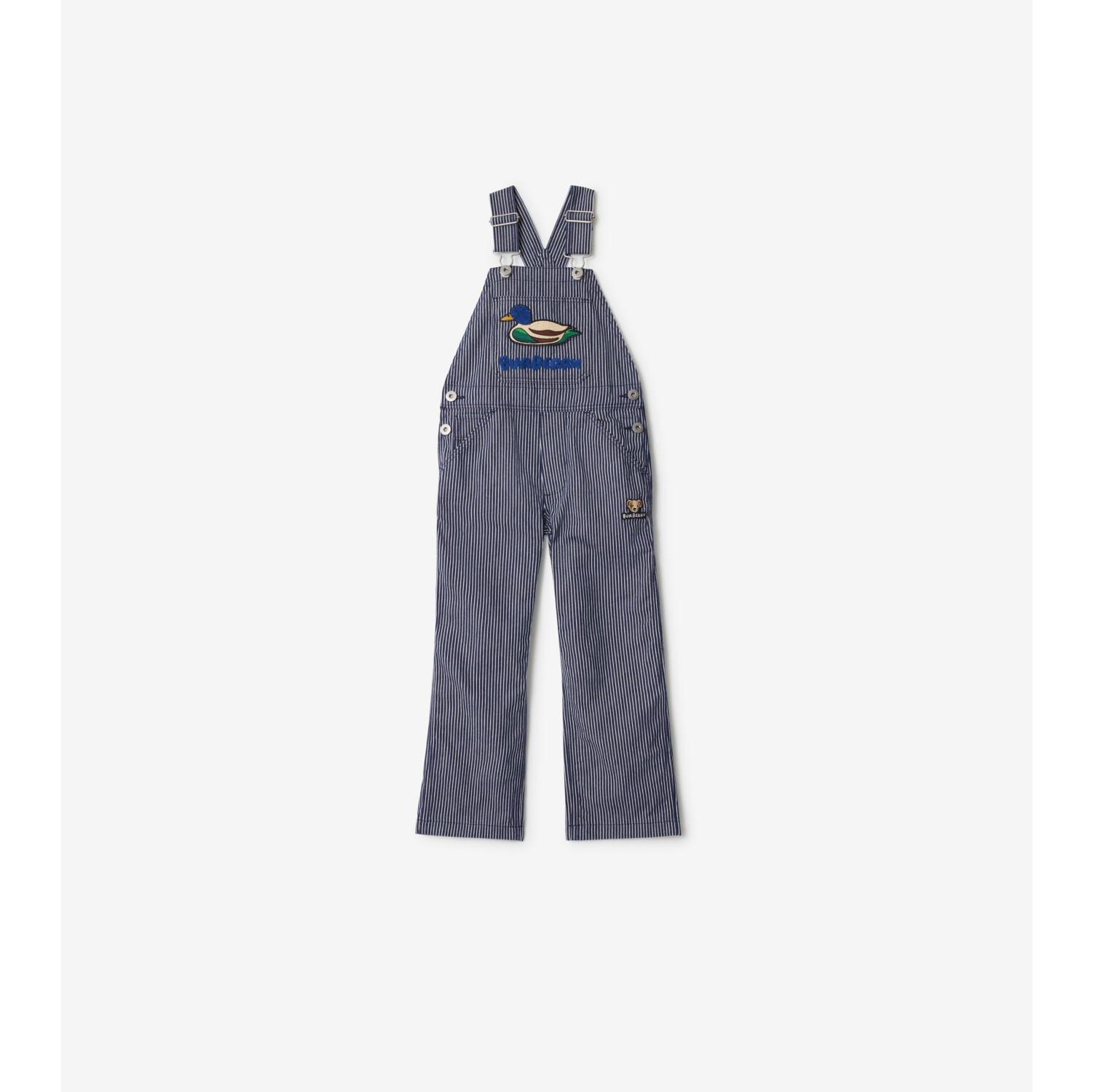 Salopette in denim a righe