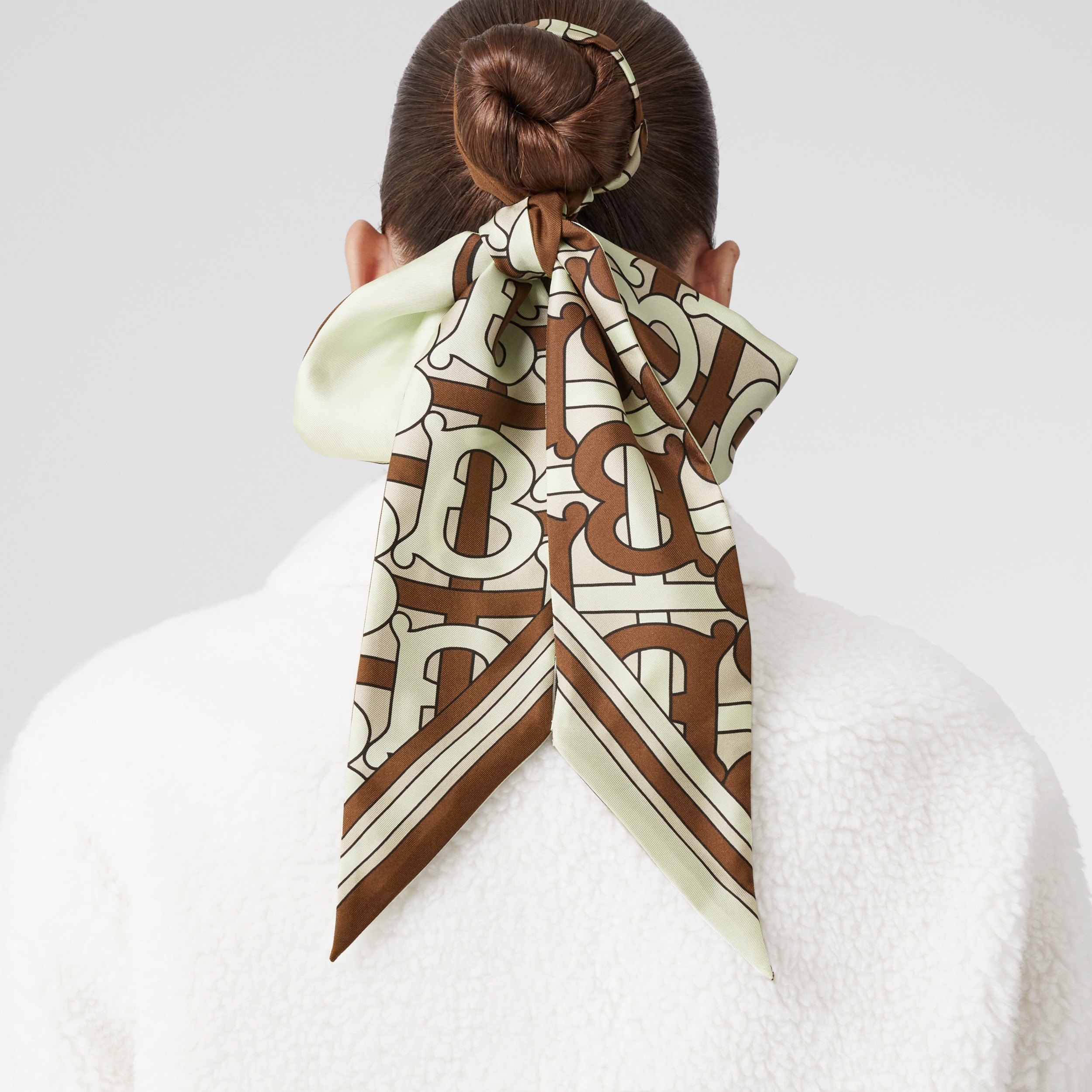 Montage Print Silk Skinny Scarf in Dark Birch Brown/pistachio | Burberry®  Official