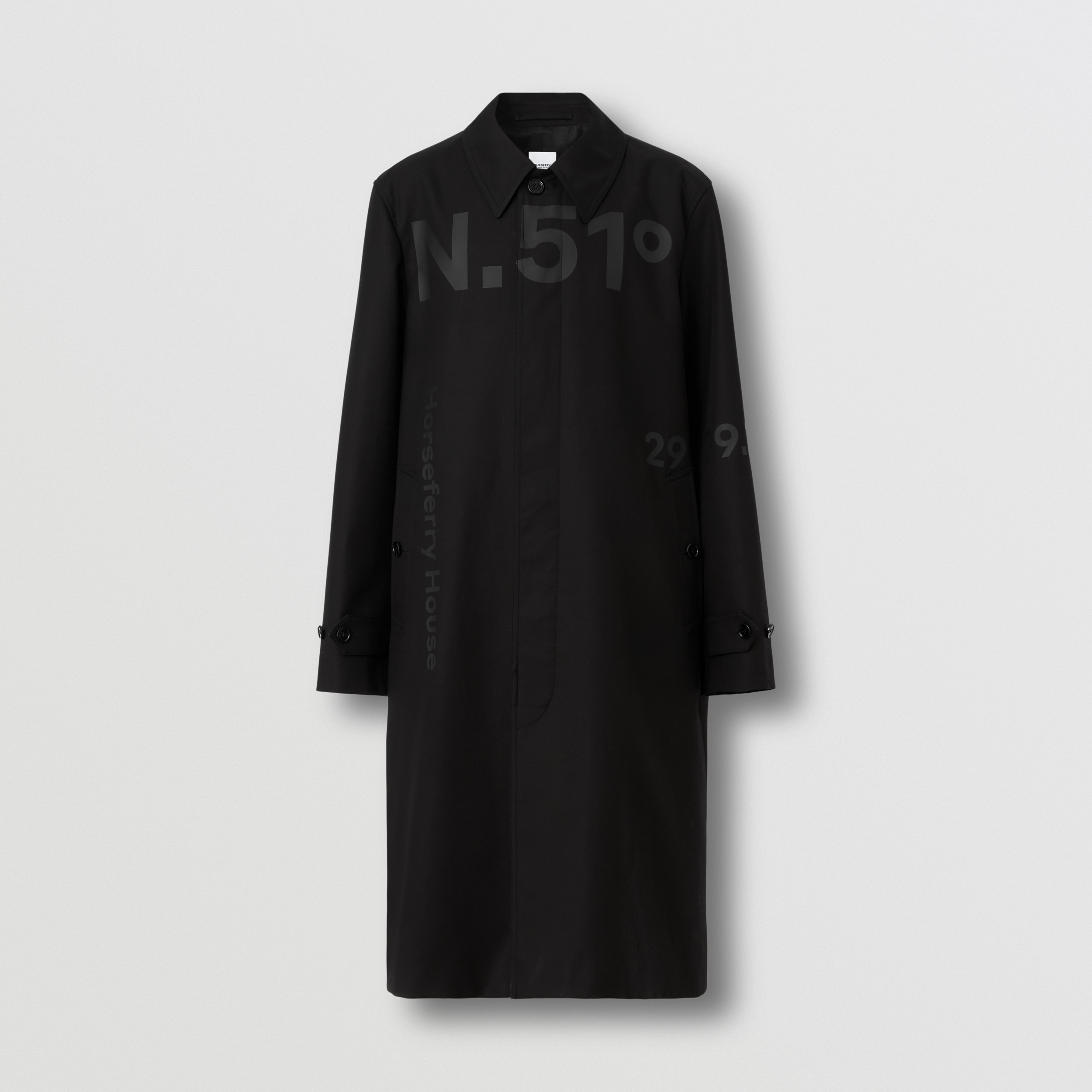 Car coat em gabardine de algodão com estampa de coordenadas (Preto) - Homens | Burberry® oficial - 4