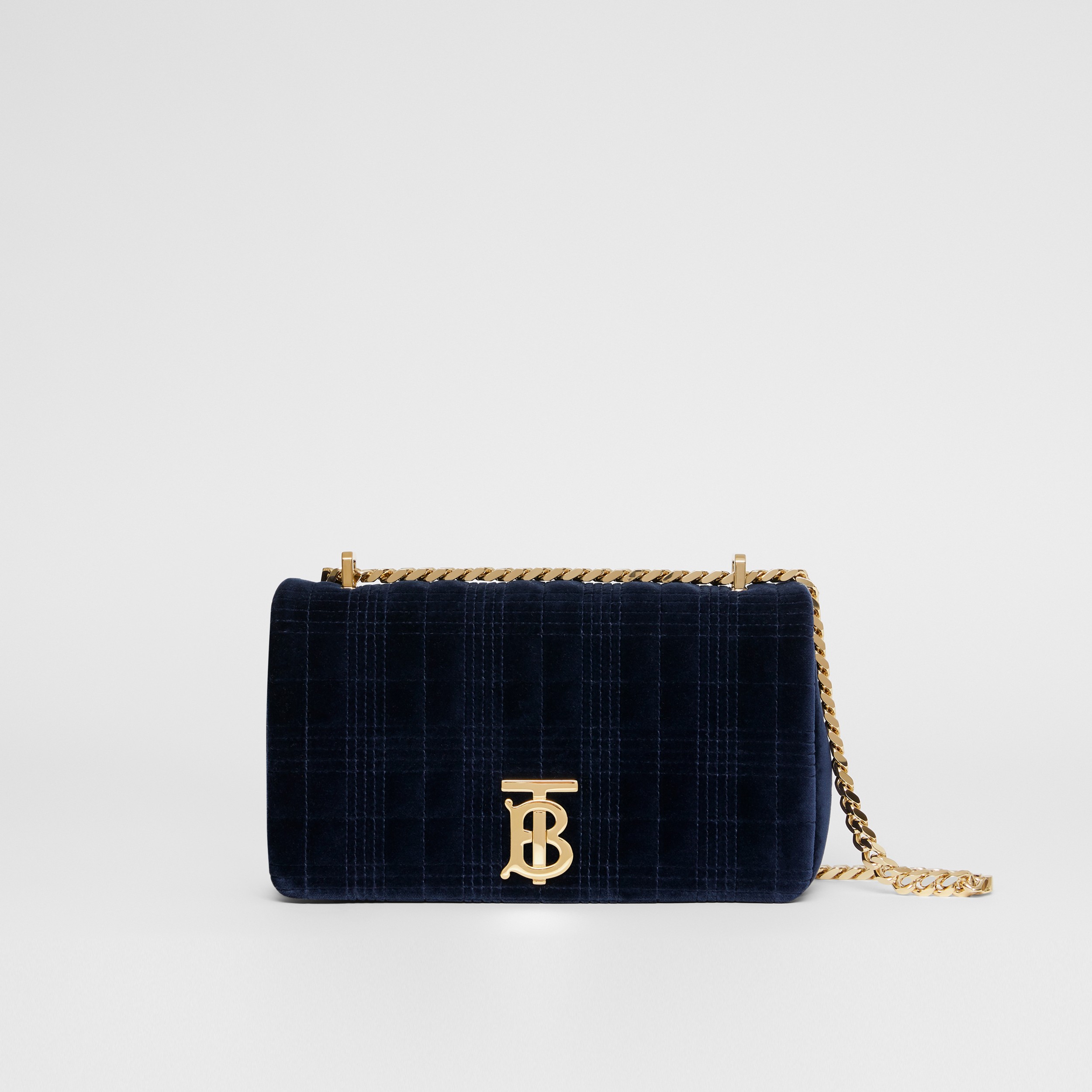 Small Quilted Velvet Lola Bag in Navy - Women | Burberry United States