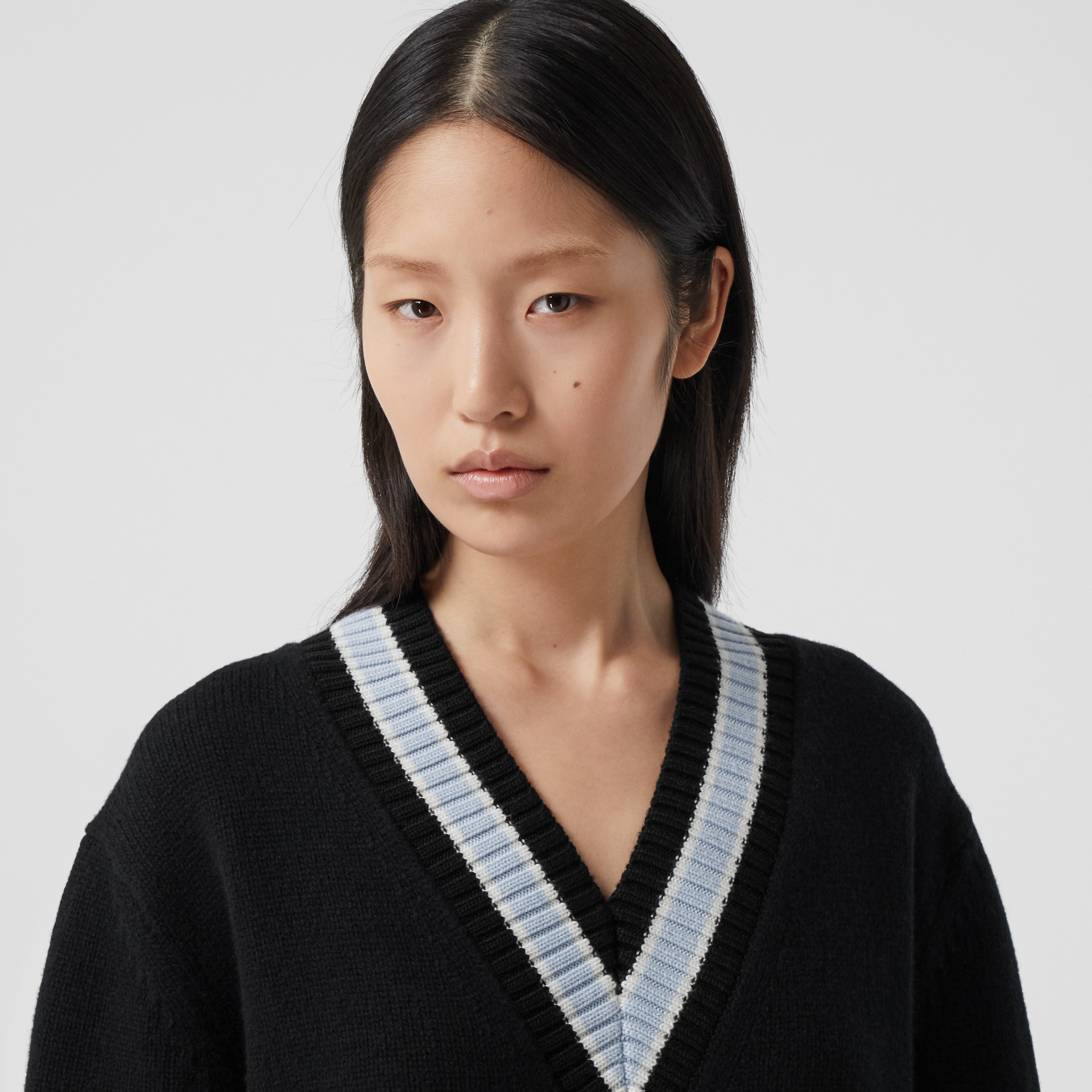 Wool Oversized Cricket Sweater in Black - Women | Burberry United States