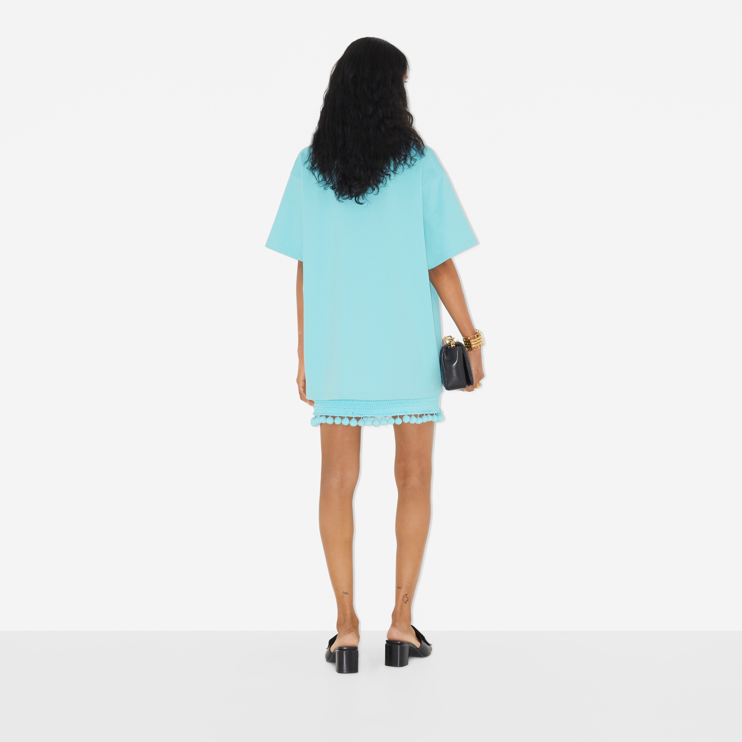 EKD Print Cotton Oversized T-shirt in Bright Topaz Blue - Women | Burberry® Official - 4